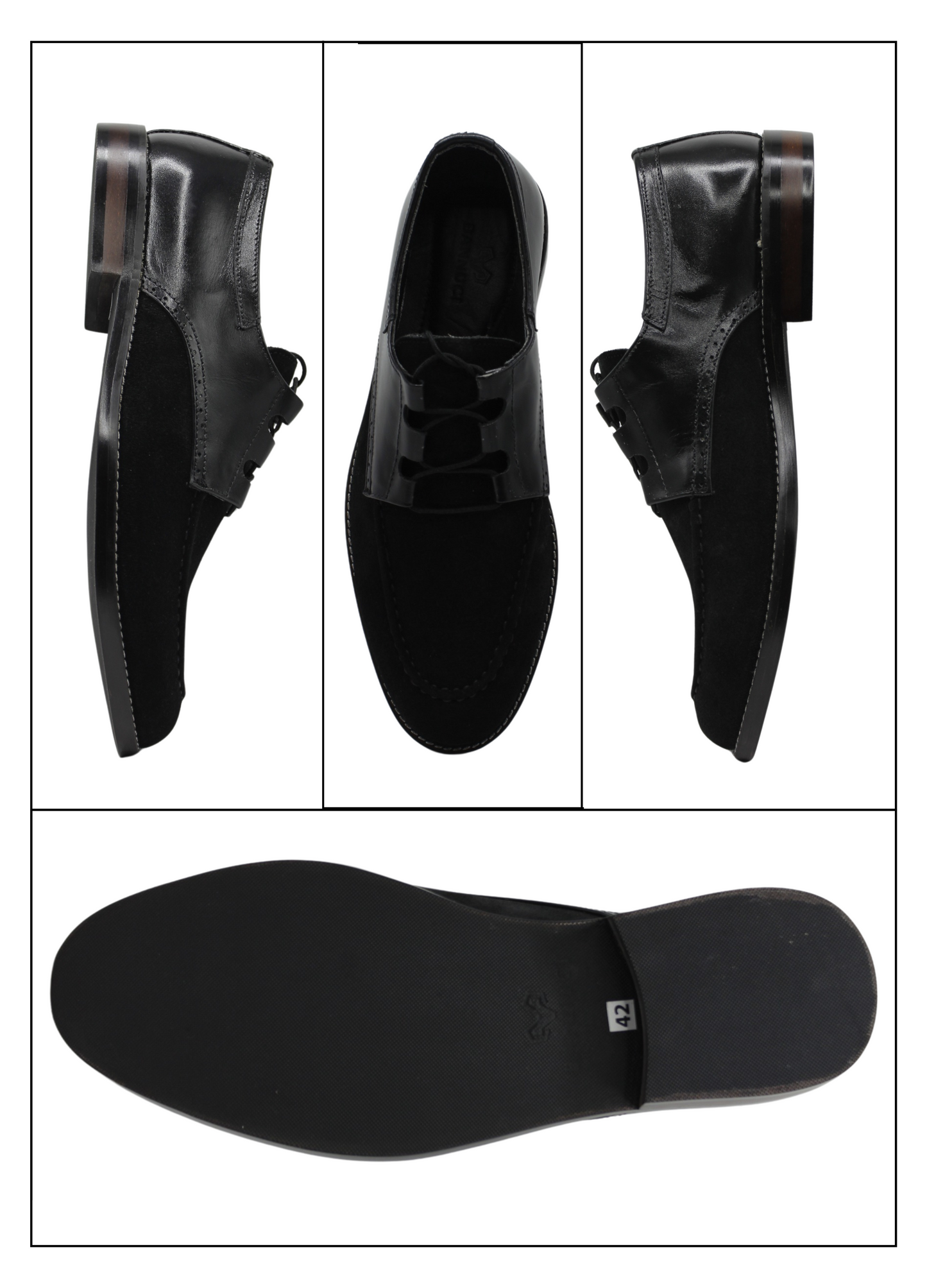 Luxury Suede Derby Black Handmade Shoes