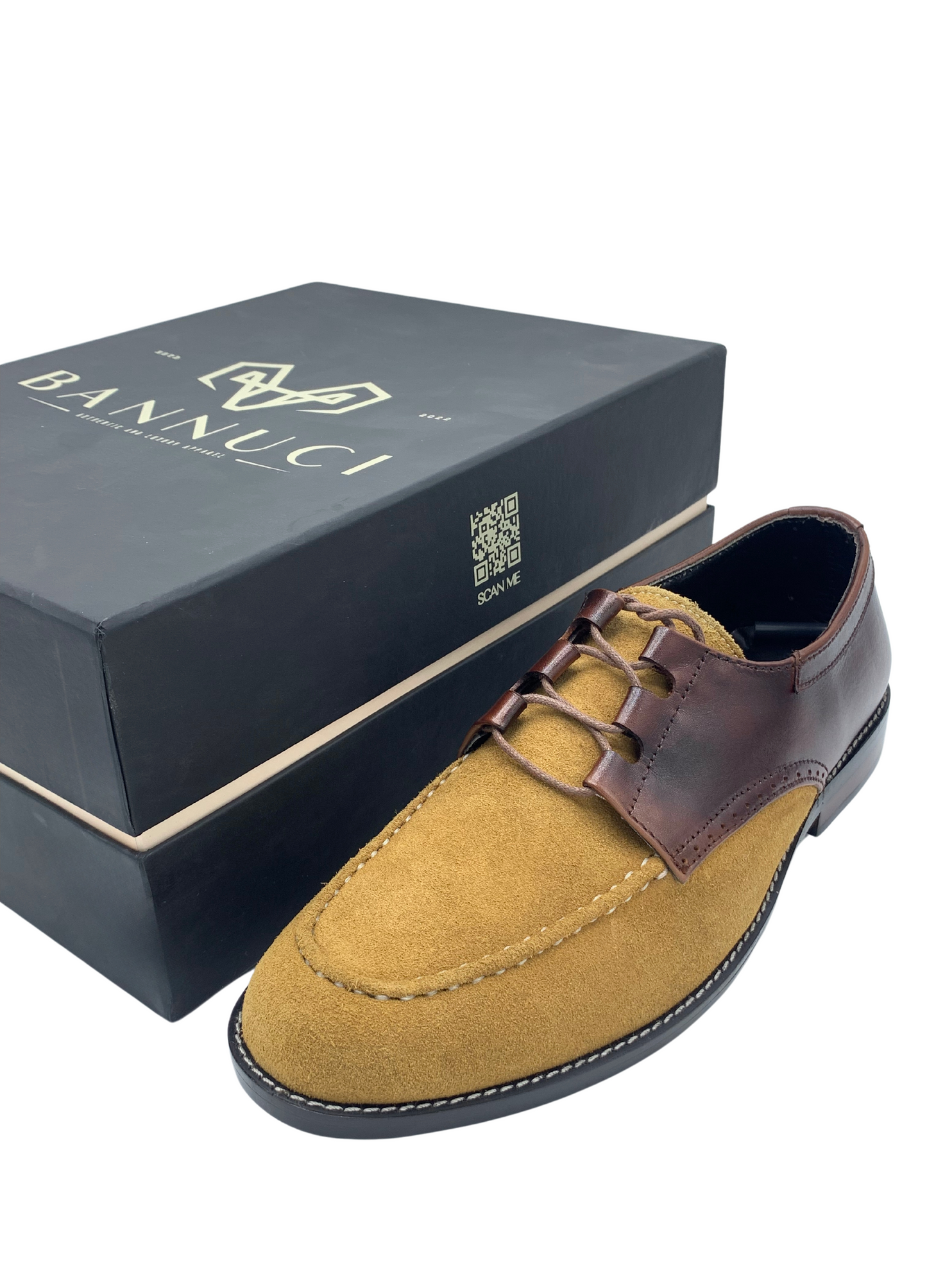 Luxury Suede Derby Camel Handmade Shoes