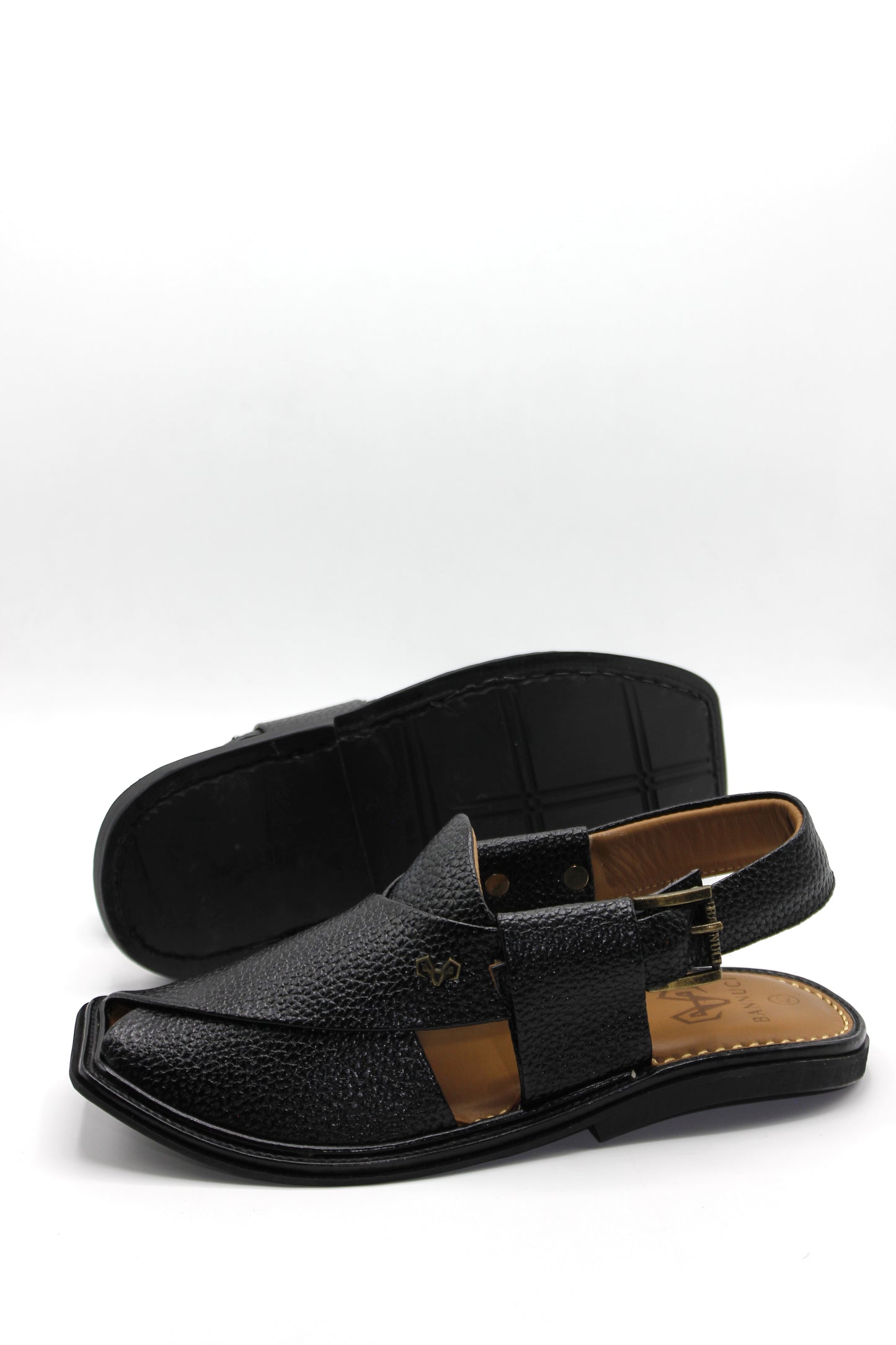 Luxuy Traditional Black Granular Peshawari Chappal