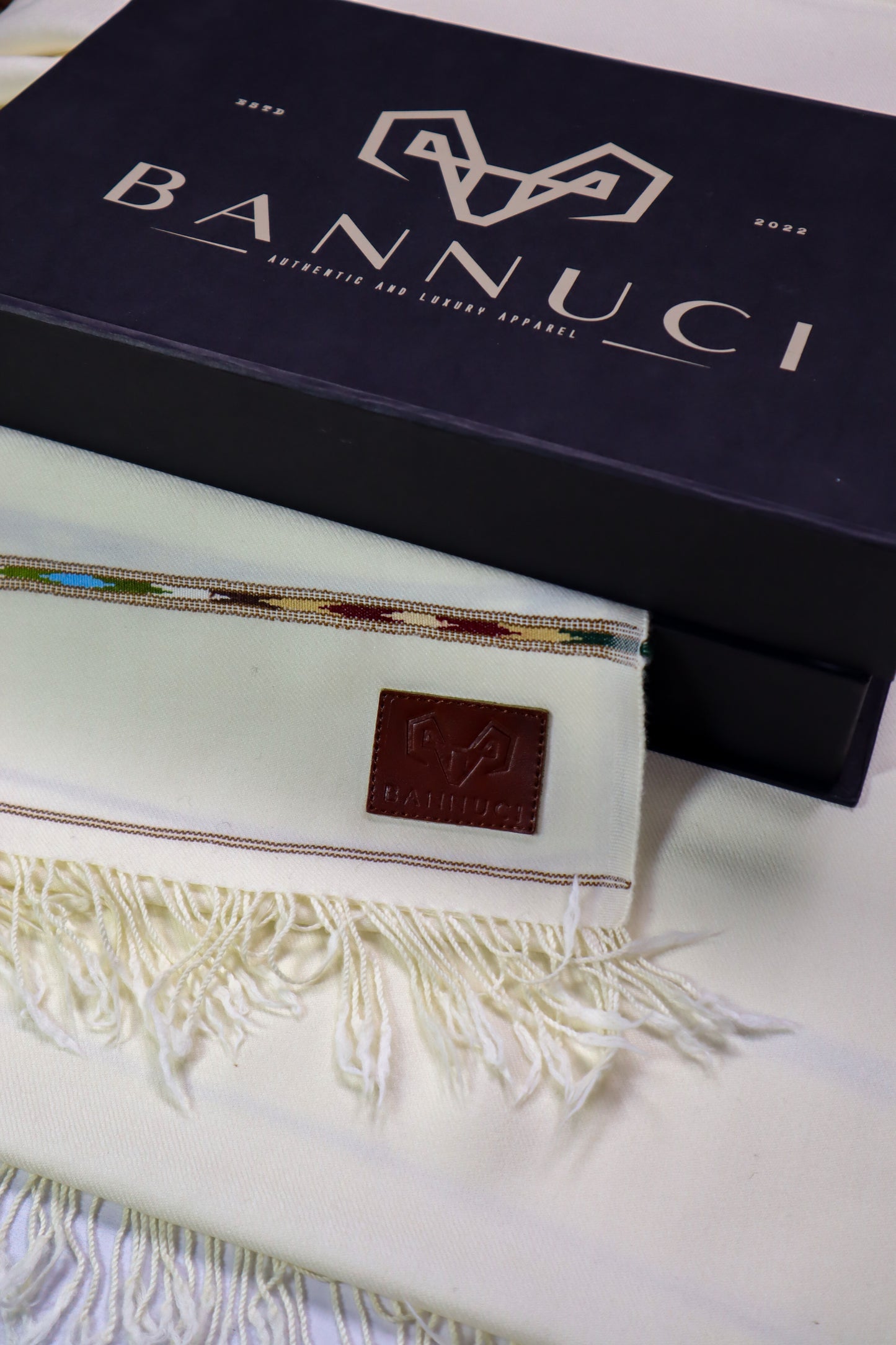 Premium Quality Double Fiber Blue Striped Off White Pure Woolen Shawl