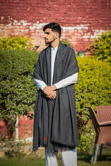 Premium Quality Charcoal Gray Woolen Blend Shawl