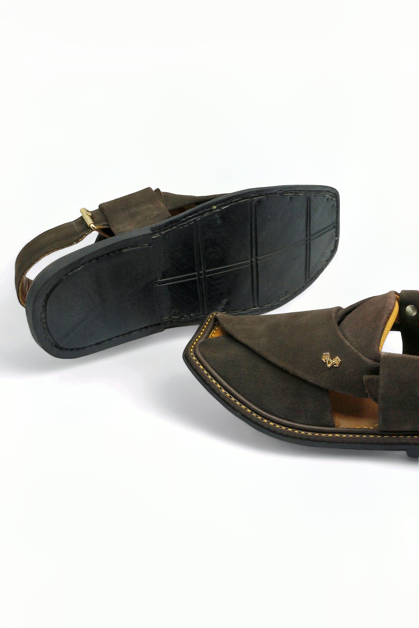 Luxury Dark Brown Peshawari Suede Chappal