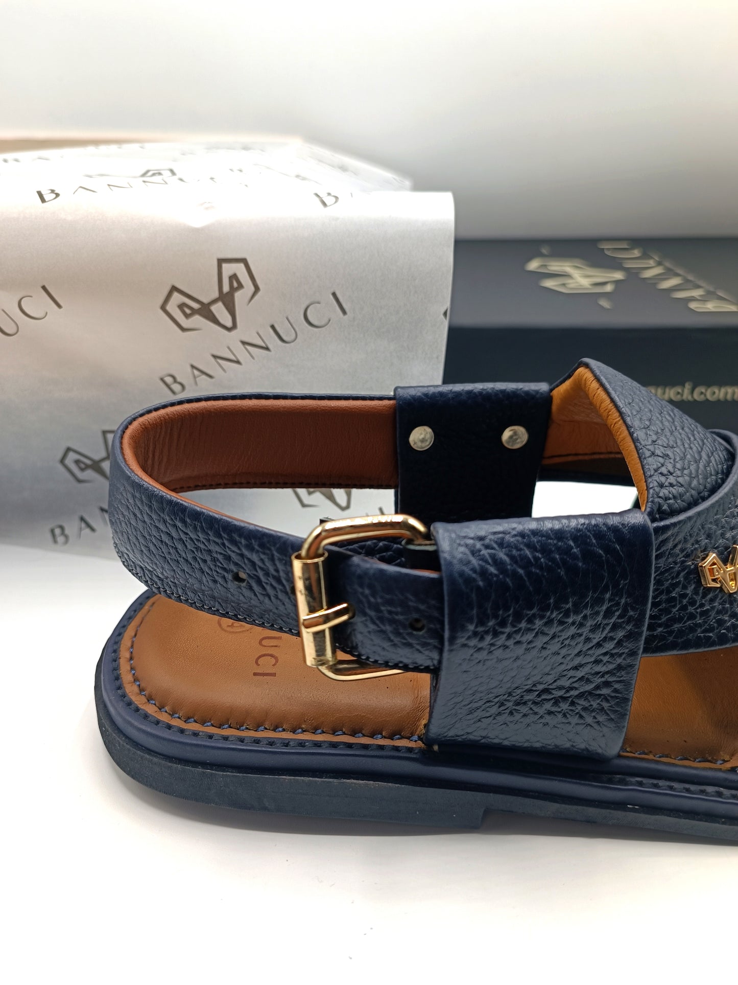 Luxury Traditional Dark Blue Granular Peshawari Chappal