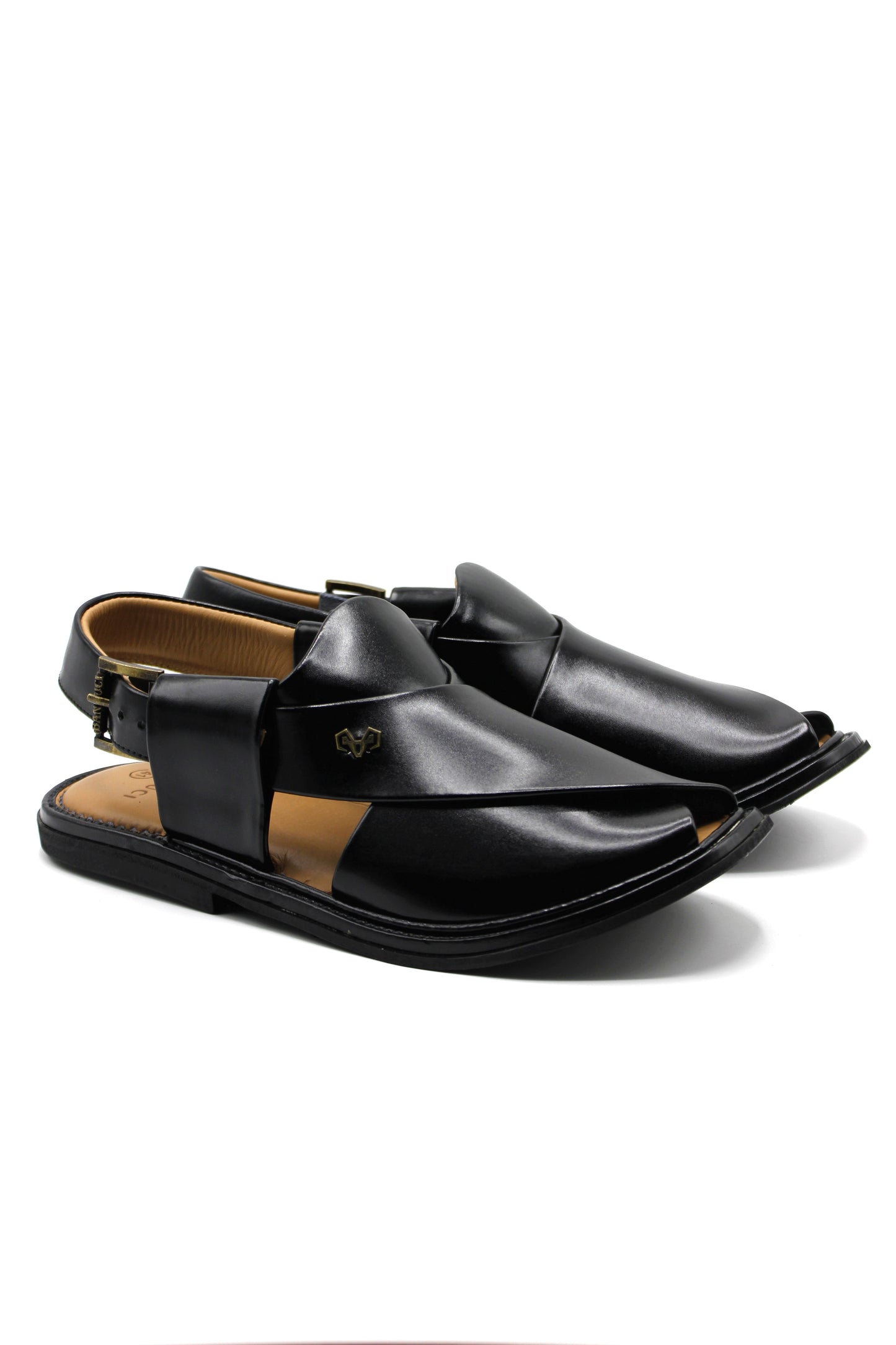 Luxury Round Shape Black Peshawari Chappal