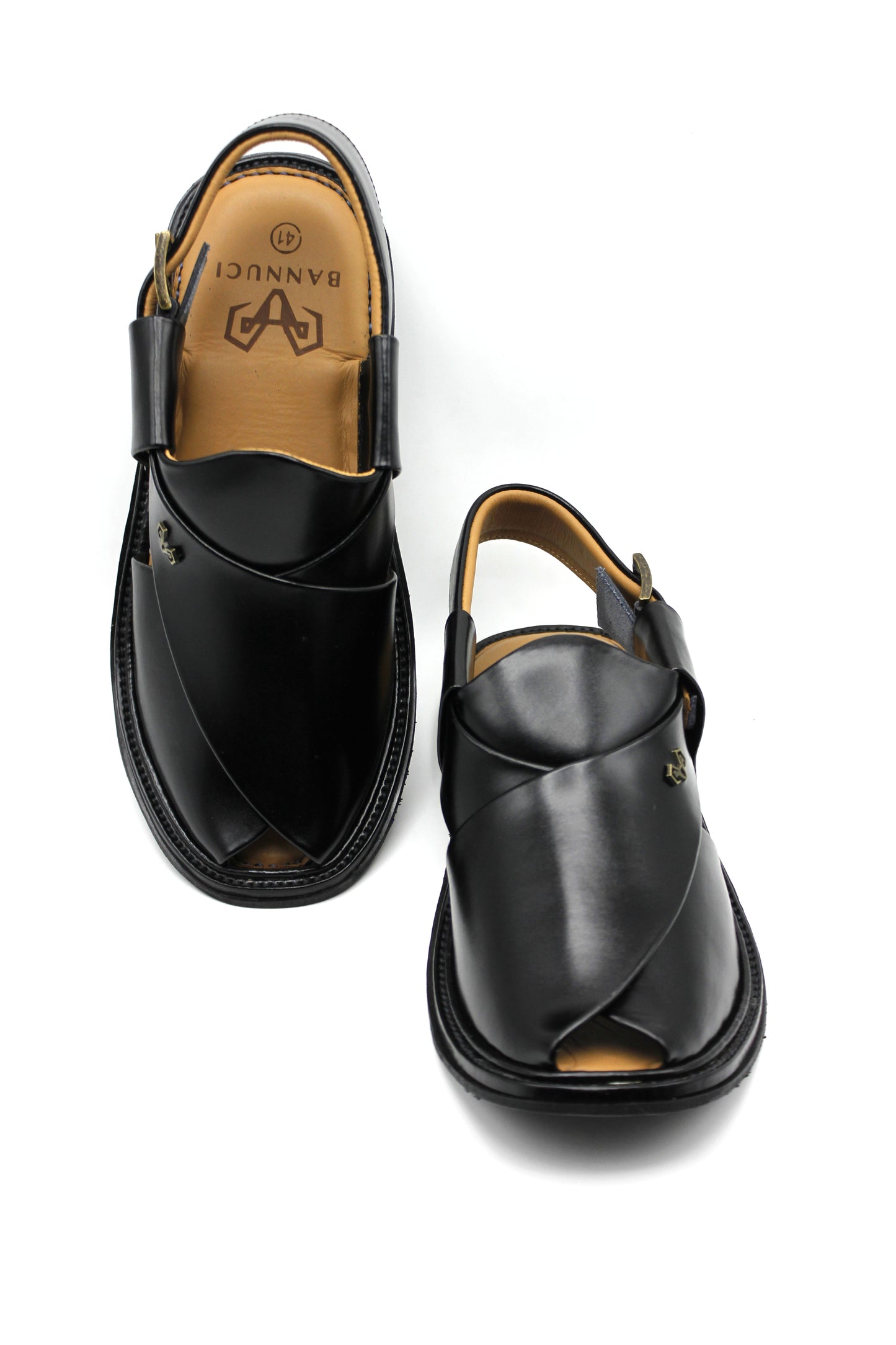 Luxury Round Shape Black Peshawari Chappal