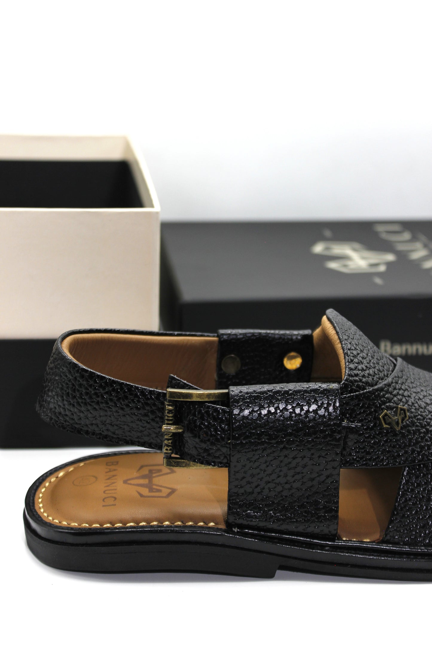 Luxuy Traditional Black Granular  Peshawari Chappal