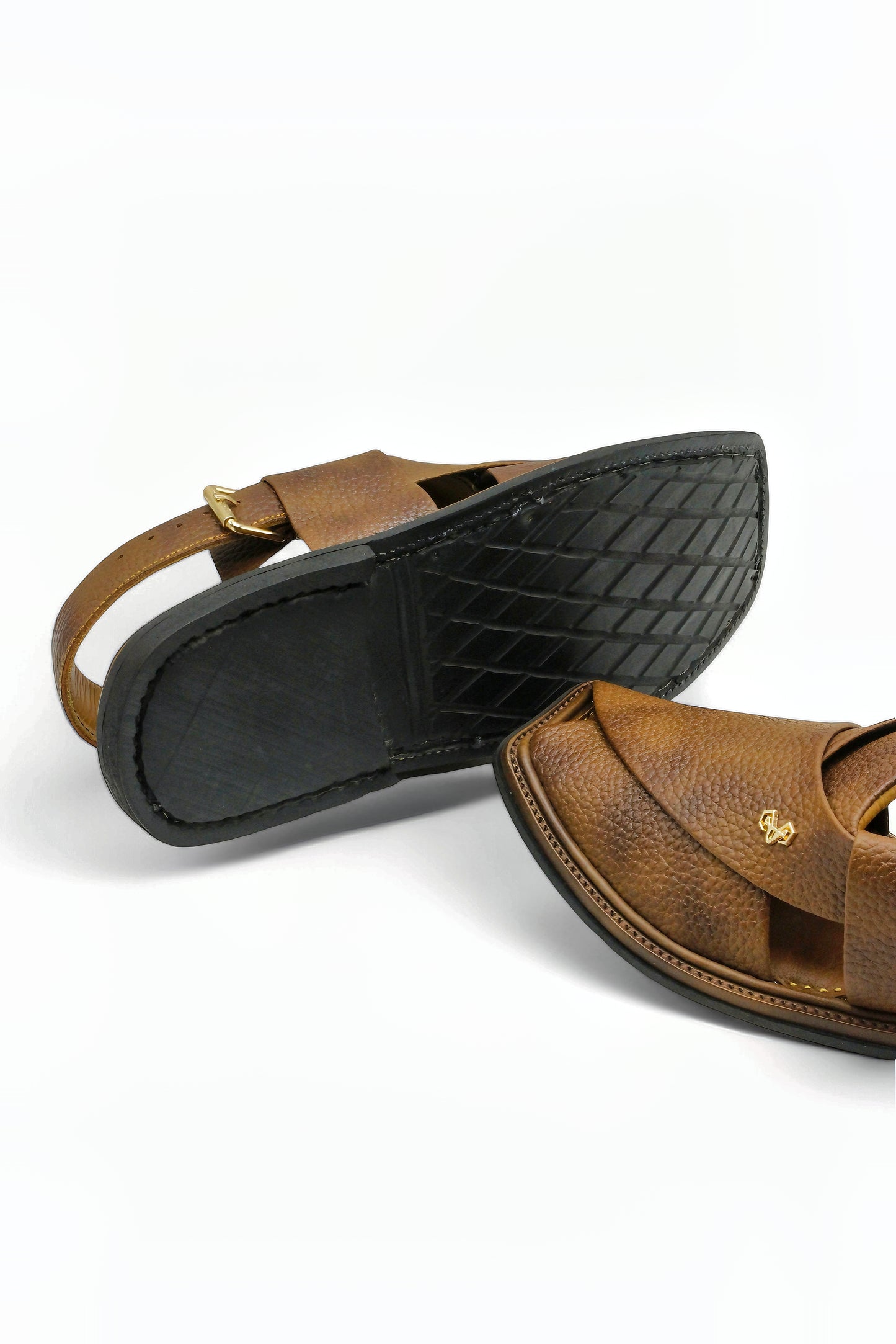 Luxuy Traditional Dauble Shade Brown Granular  Peshawari Chappal