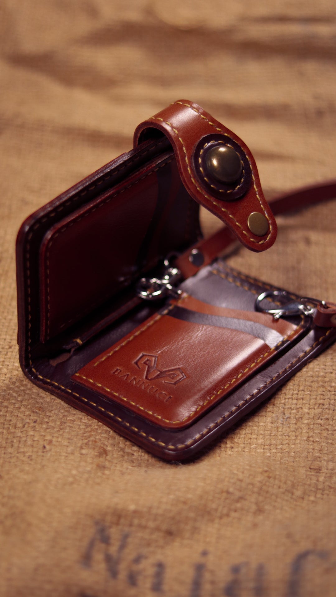 PREMIUM LEATHER HAND-MADE CHOCOLATE AND TAN BROWN LONG WALLET BY BANNUCI