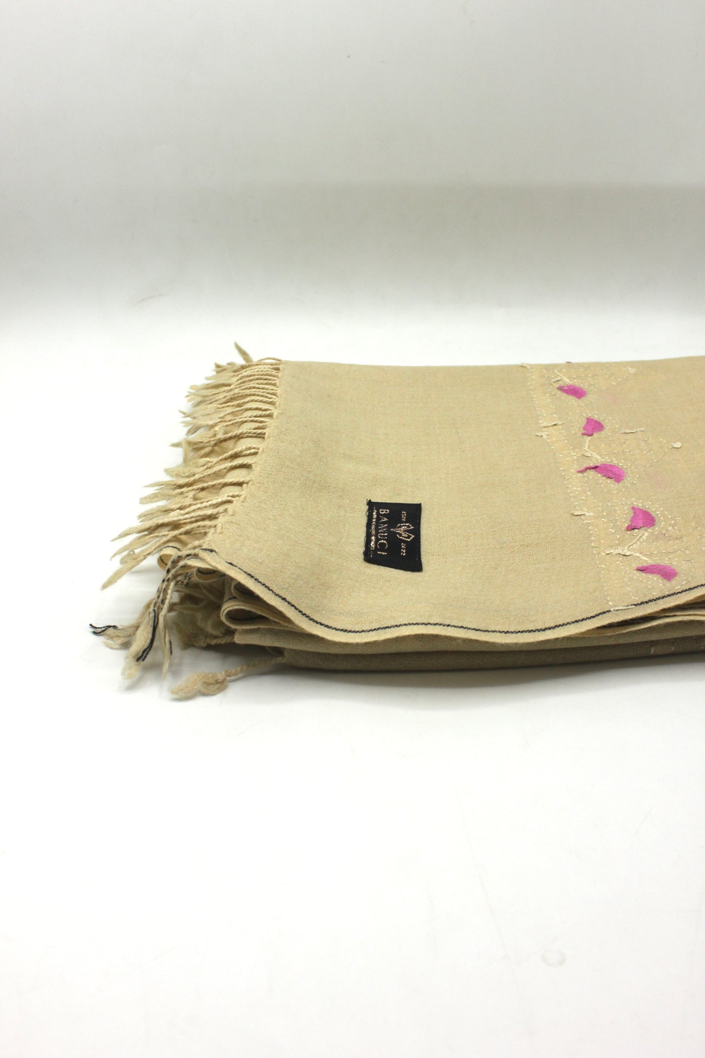 PREMIUM QUALITY BEIGE   HAND EMBROIDERY WOOLEN SHAWL FOR WOMEN