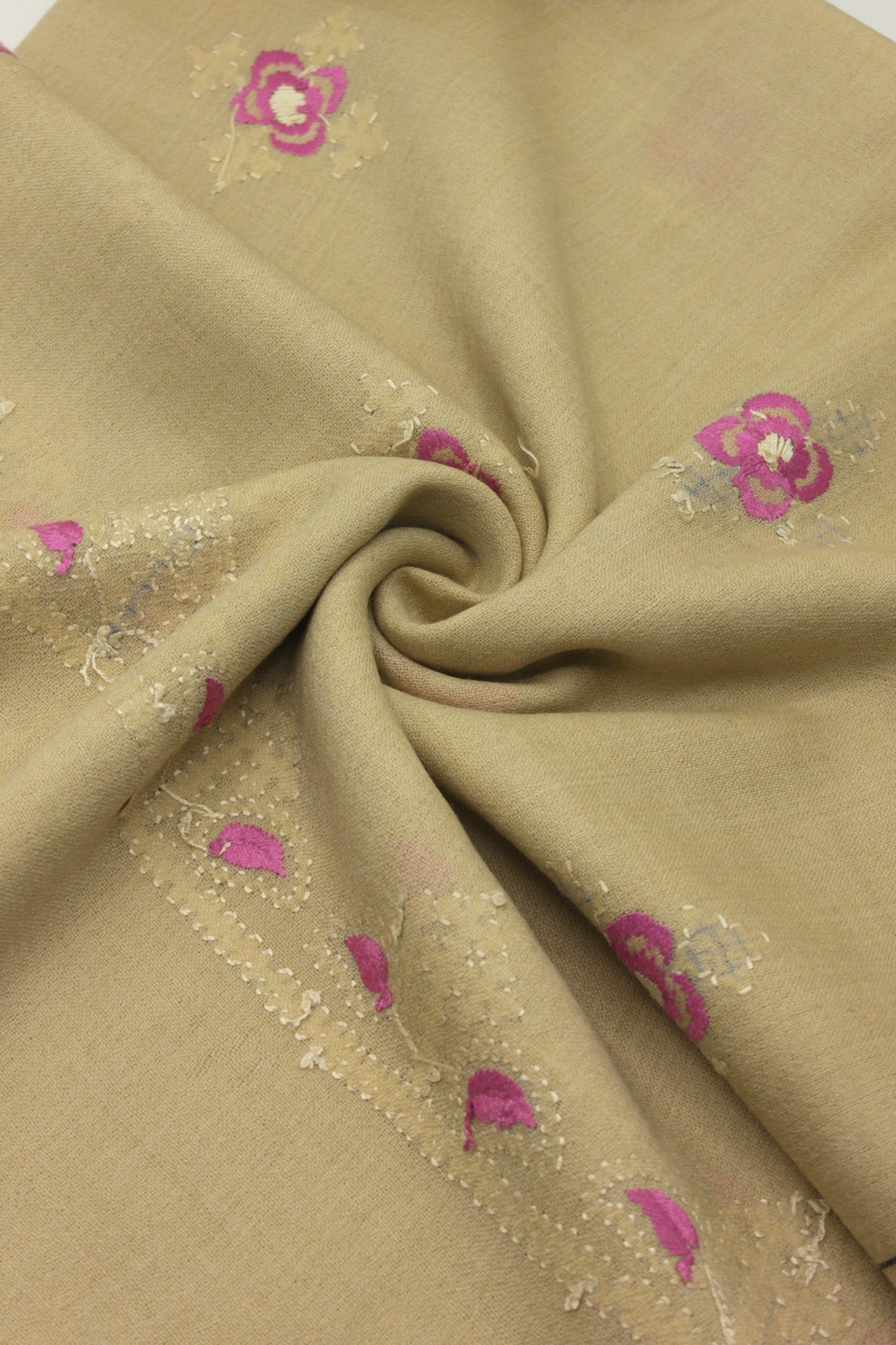 PREMIUM QUALITY BEIGE   HAND EMBROIDERY WOOLEN SHAWL FOR WOMEN