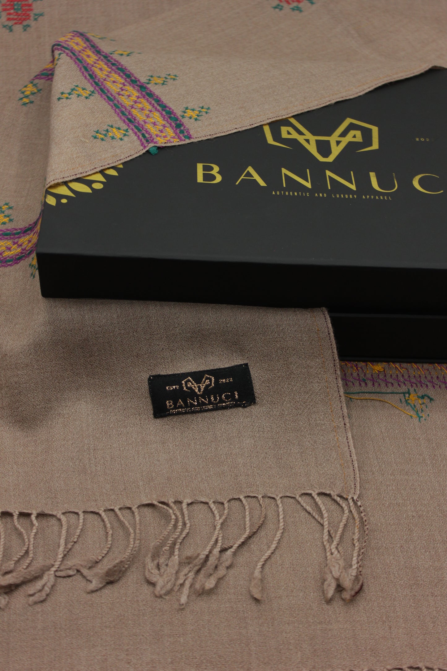 PREMIUM QUALITY BROWN HAND  EMBROIDERY WOOLEN SHAWL FOR WOMEN