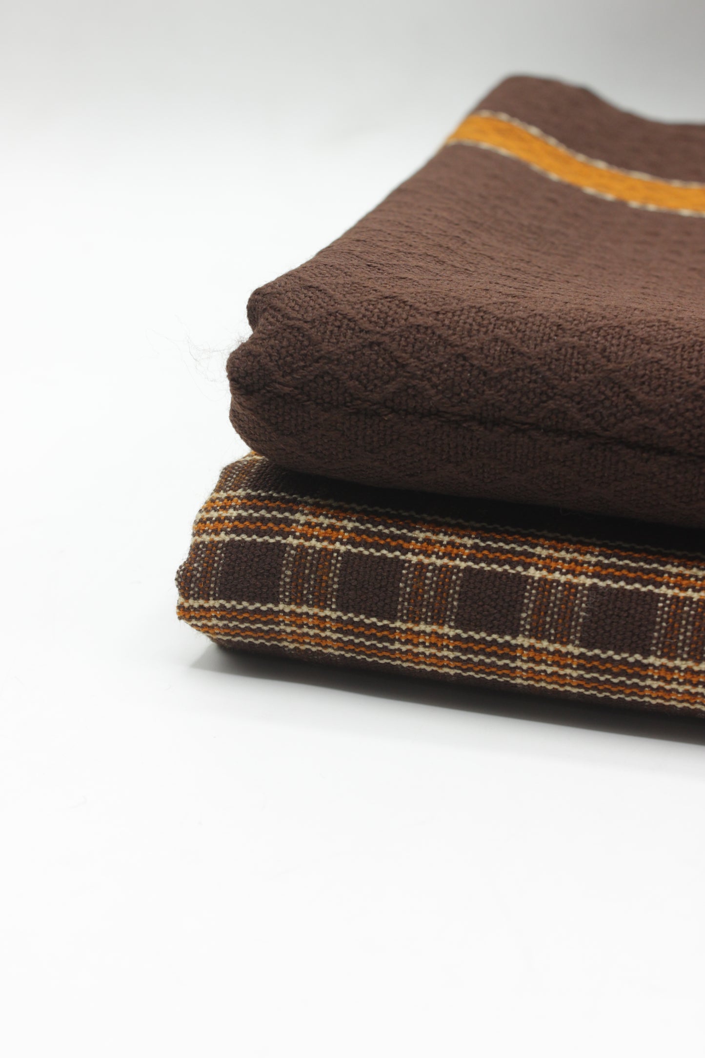 PREMIUM QUALITY BROWN WITH ORANGE PATTERN UNSTITCHED PURE WOOLEN SUIT FOR WOMEN