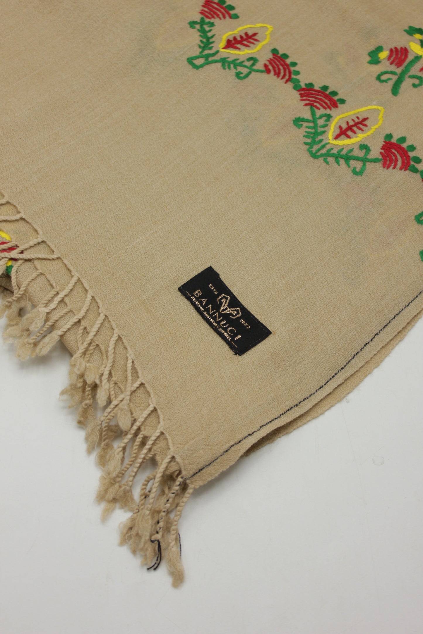 PREMIUM QUALITY LIGHT BEIGE HAND  EMBROIDERY WOOLEN SHAWL FOR WOMEN