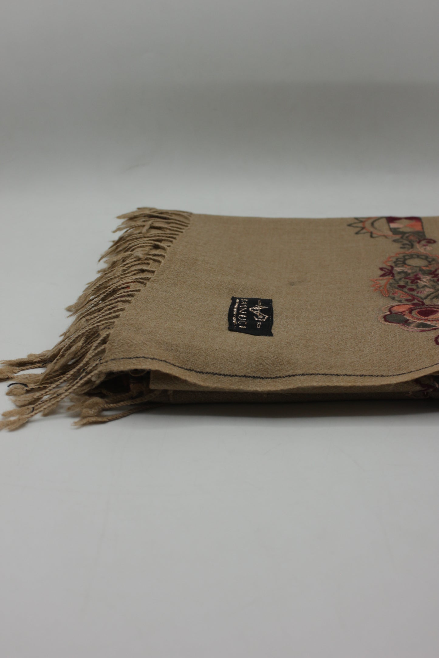 PREMIUM QUALITY LIGHT BROWN EMBROIDERED WOOLEN SHAWL FOR WOMEN