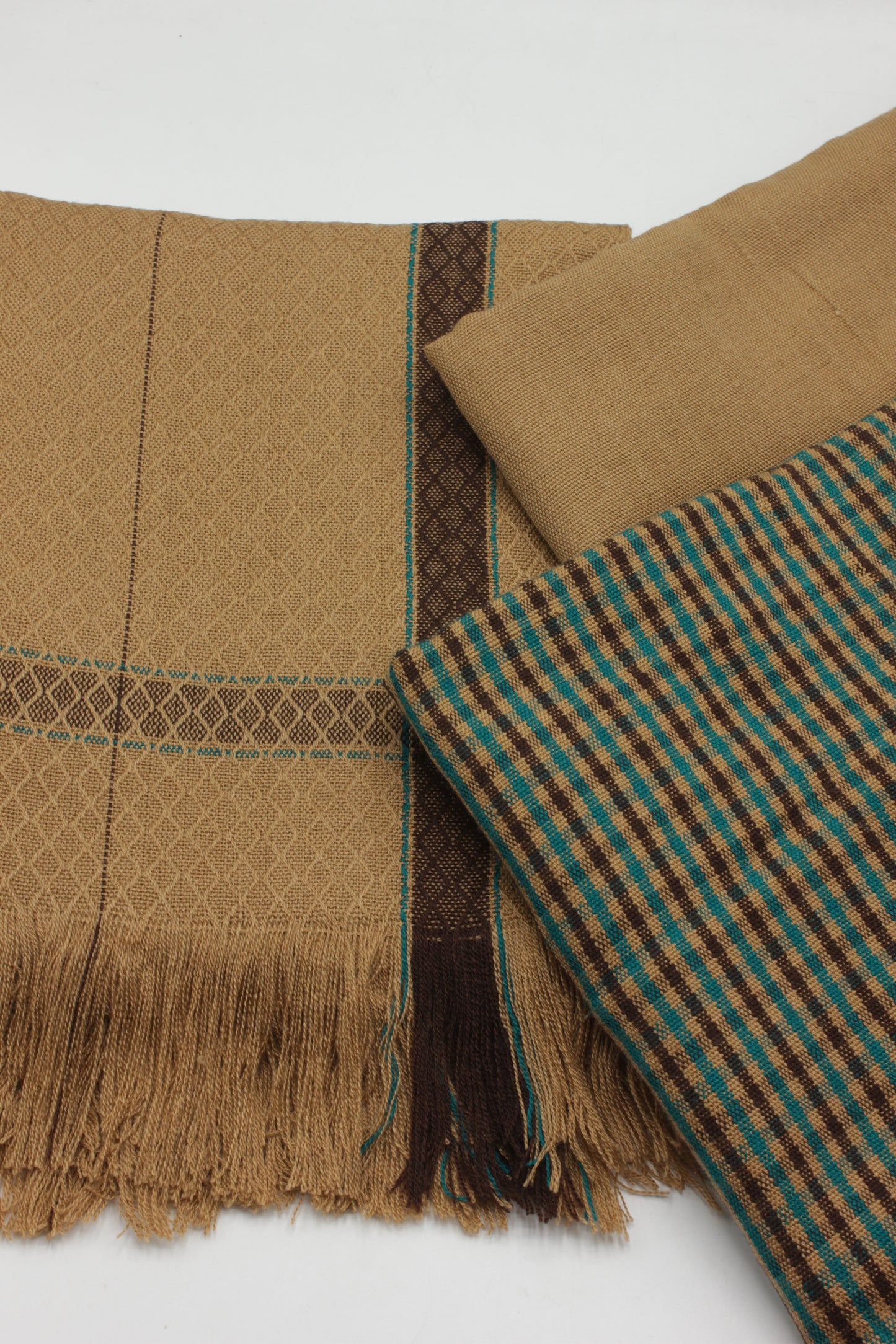 PREMIUM QUALITY MUSTARD WITH GREEN PATTERN UNSTITCHED PURE WOOLEN SUIT FOR WOMEN