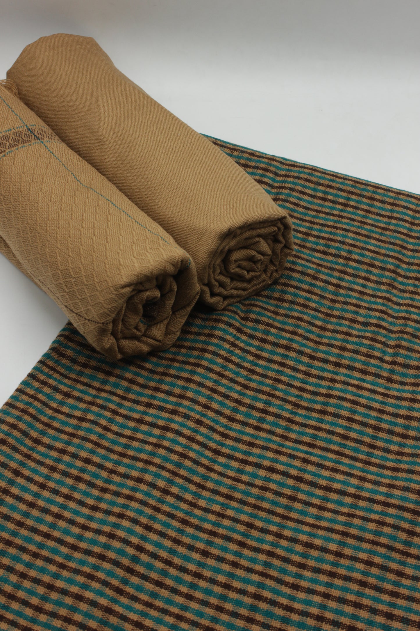 PREMIUM QUALITY MUSTARD WITH GREEN PATTERN UNSTITCHED PURE WOOLEN SUIT FOR WOMEN