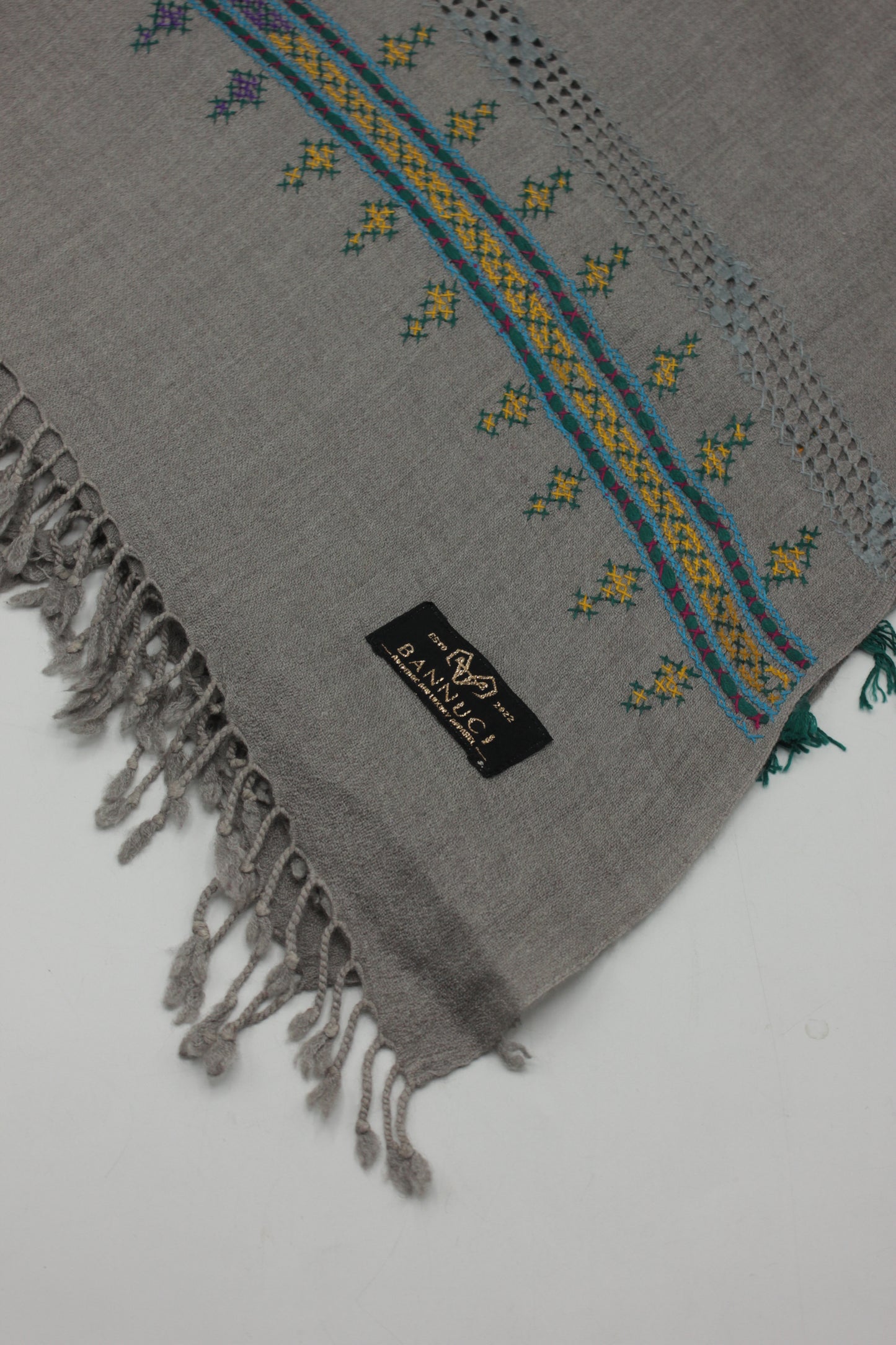 PREMIUM QUALITY LIGHT GRAY HAND EMBROIDERY WOOLEN SHAWL FOR WOMEN