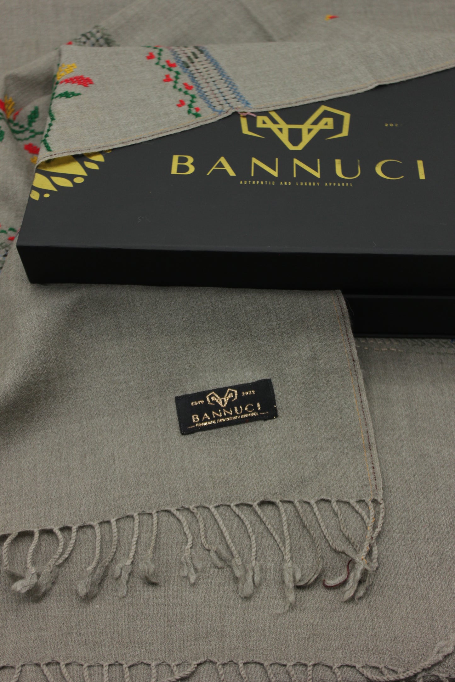 PREMIUM QUALITY LIGHT GRAY HAND  EMBROIDERY WOOLEN SHAWL FOR WOMEN