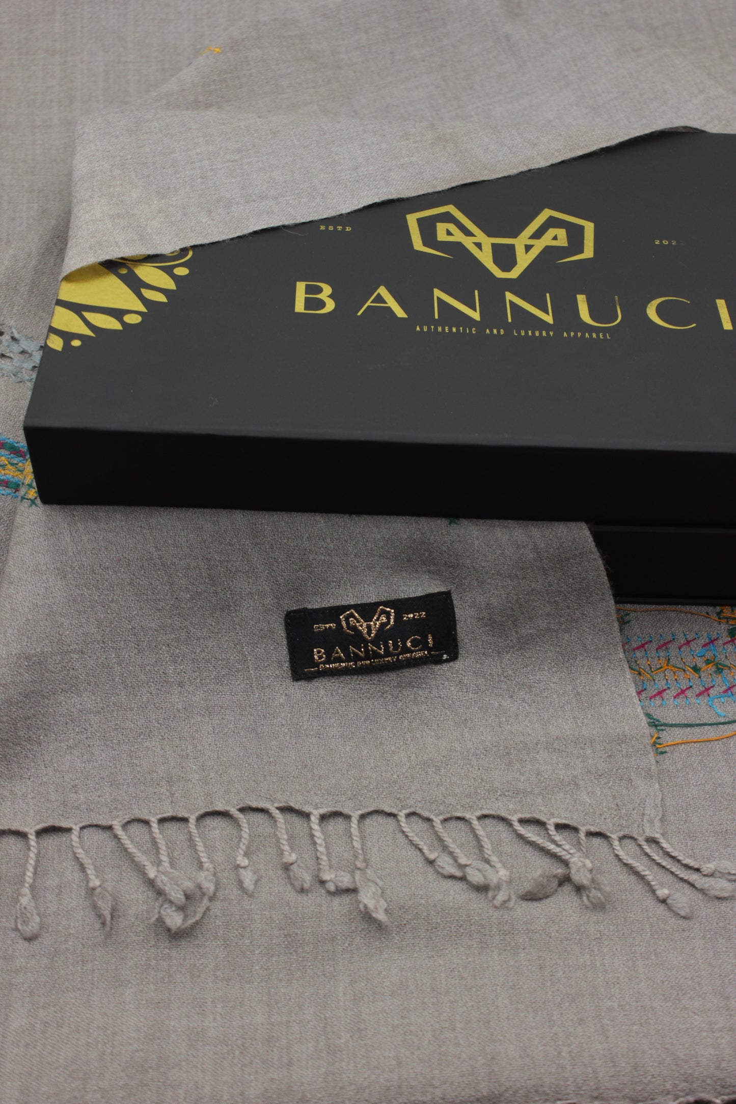 PREMIUM QUALITY LIGHT GRAY HAND EMBROIDERY WOOLEN SHAWL FOR WOMEN