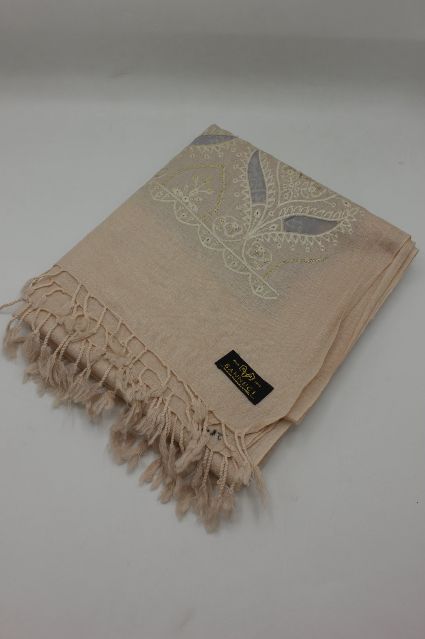 PREMIUM QUALITY LIGHT PINK EMBROIDERED WOOLEN SHAWL FOR WOMEN