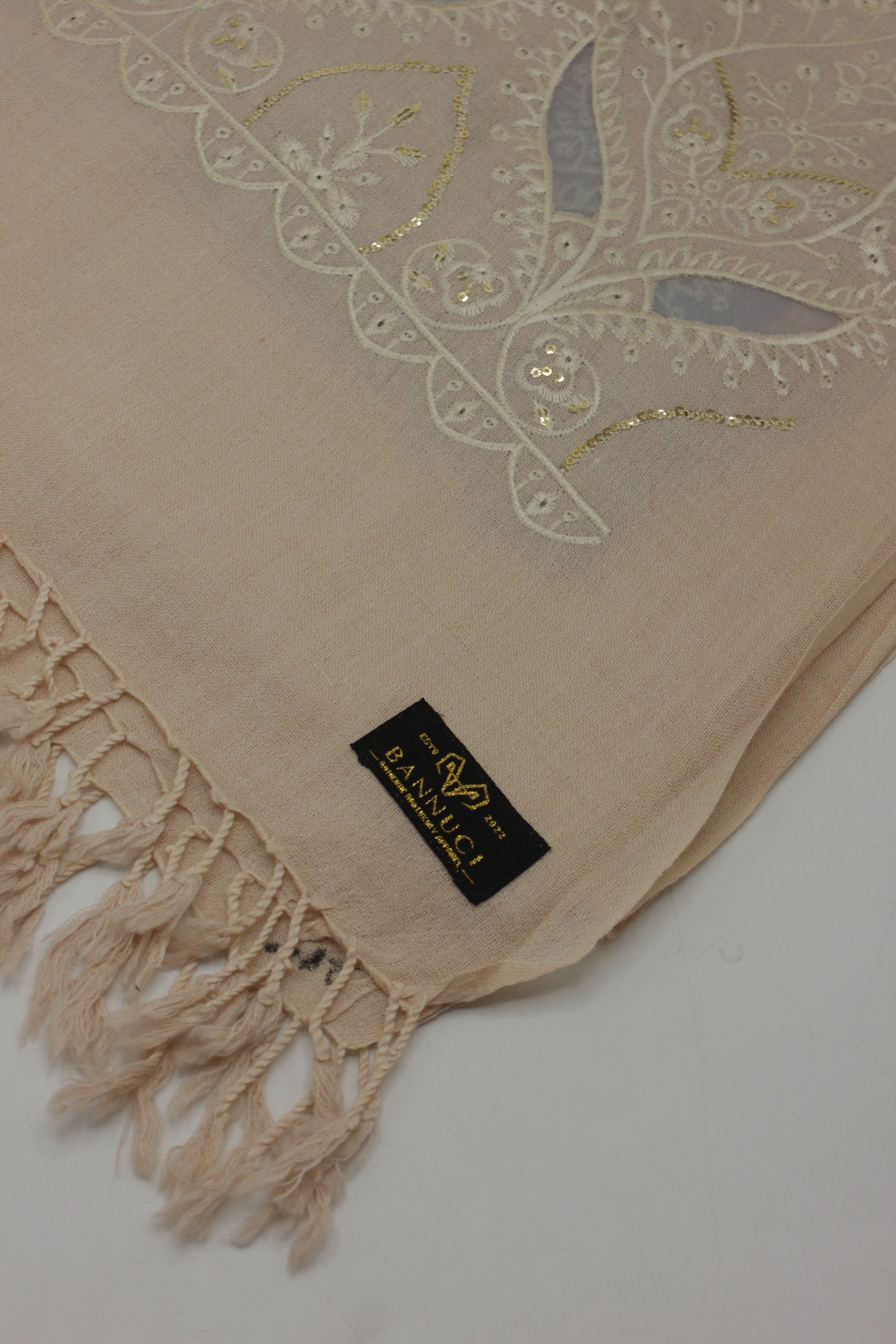 PREMIUM QUALITY LIGHT PINK EMBROIDERED WOOLEN SHAWL FOR WOMEN