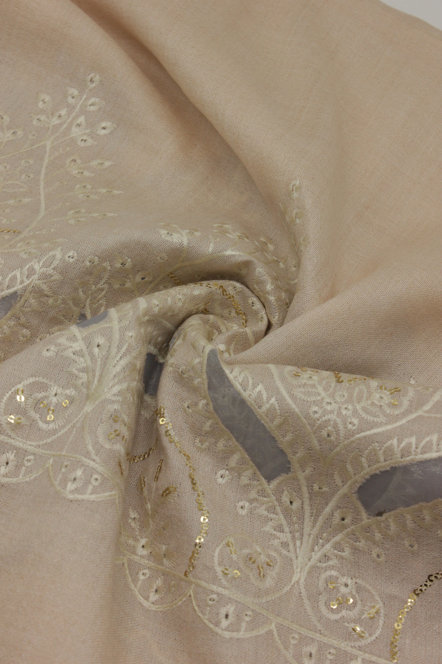 PREMIUM QUALITY LIGHT PINK EMBROIDERED WOOLEN SHAWL FOR WOMEN