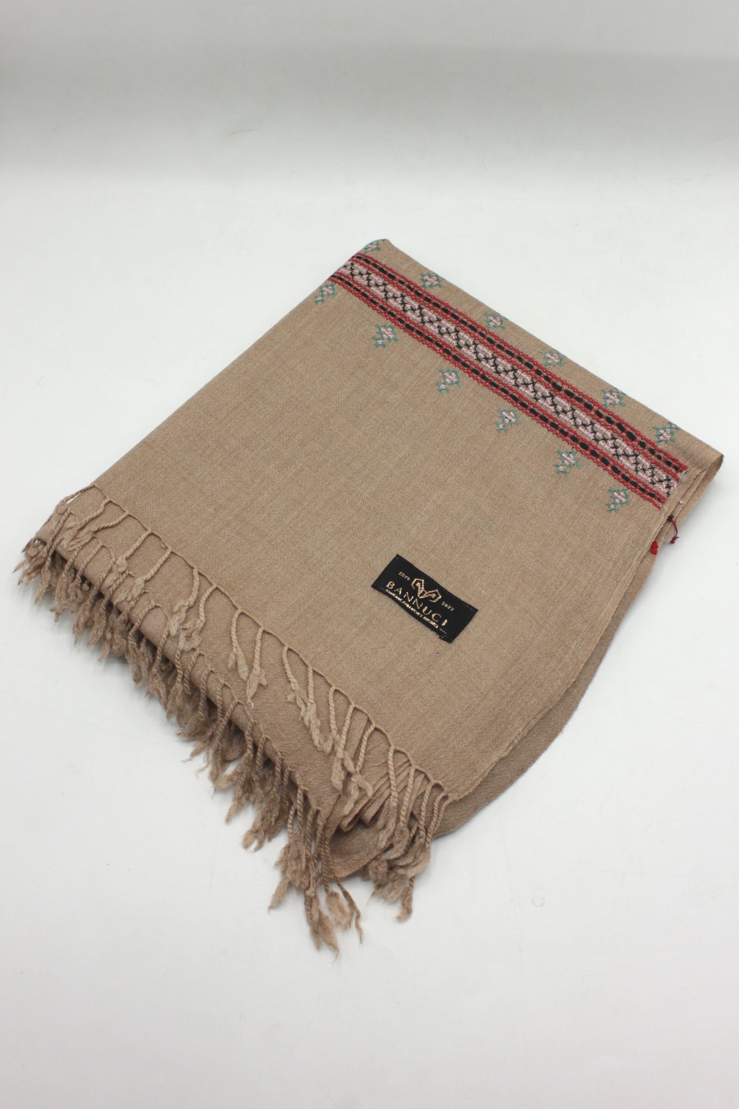 PREMIUM QUALITY LIGHT PINK HAND  EMBROIDERY WOOLEN SHAWL FOR WOMEN