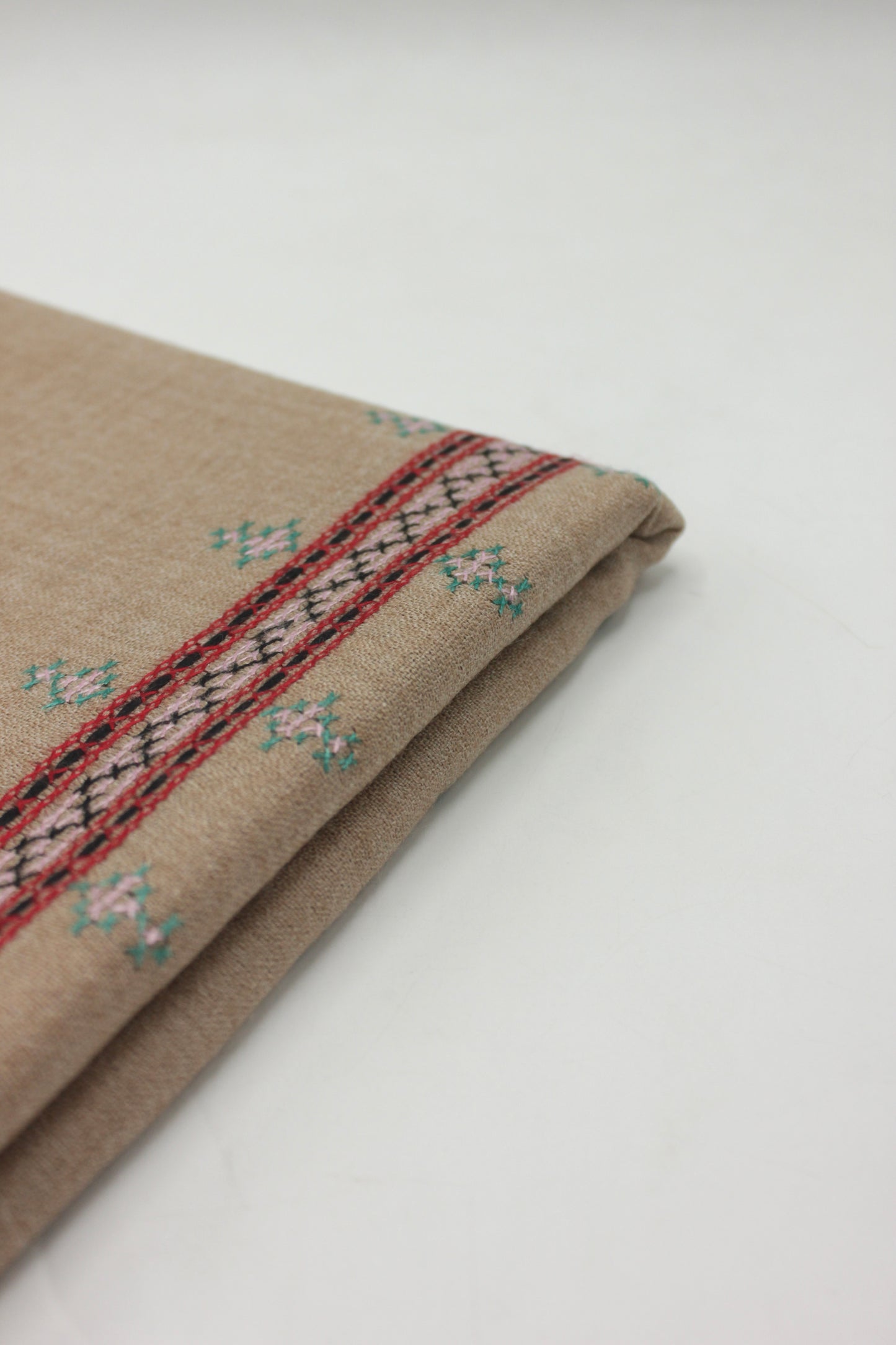 PREMIUM QUALITY LIGHT PINK HAND  EMBROIDERY WOOLEN SHAWL FOR WOMEN