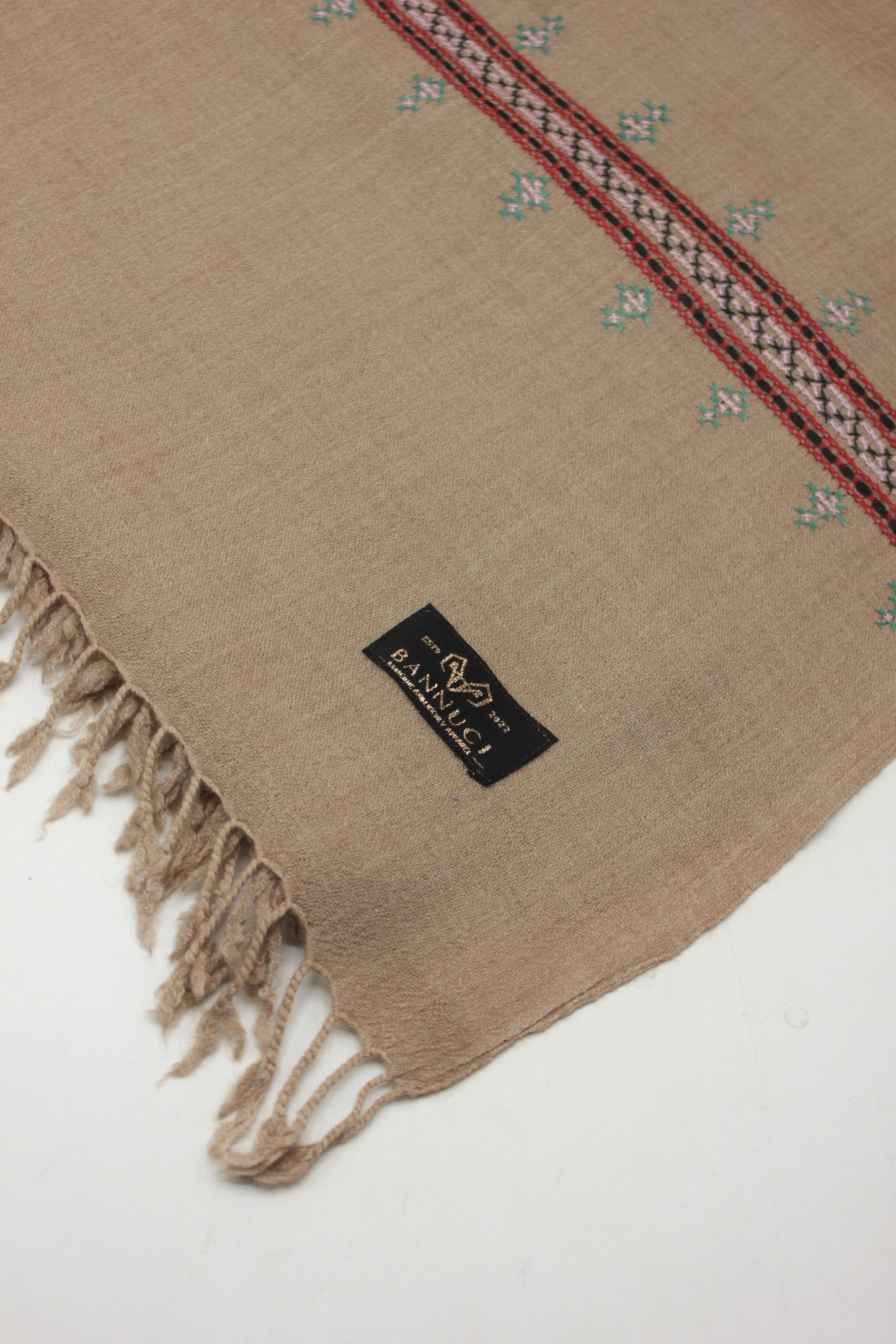 PREMIUM QUALITY LIGHT PINK HAND  EMBROIDERY WOOLEN SHAWL FOR WOMEN