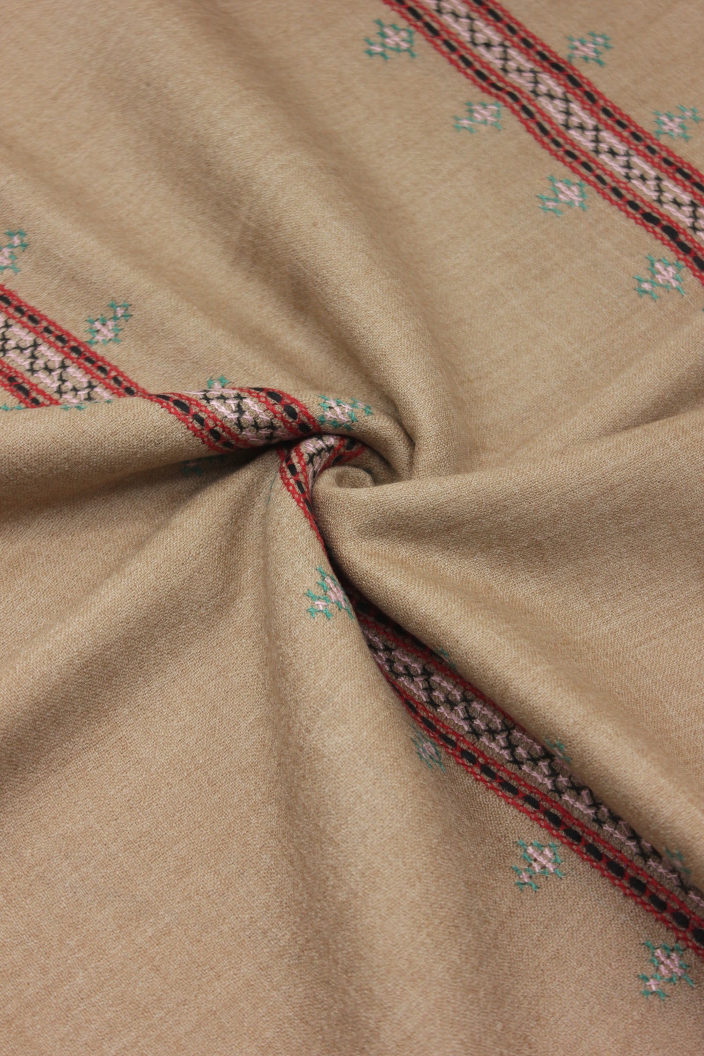 PREMIUM QUALITY LIGHT PINK HAND  EMBROIDERY WOOLEN SHAWL FOR WOMEN