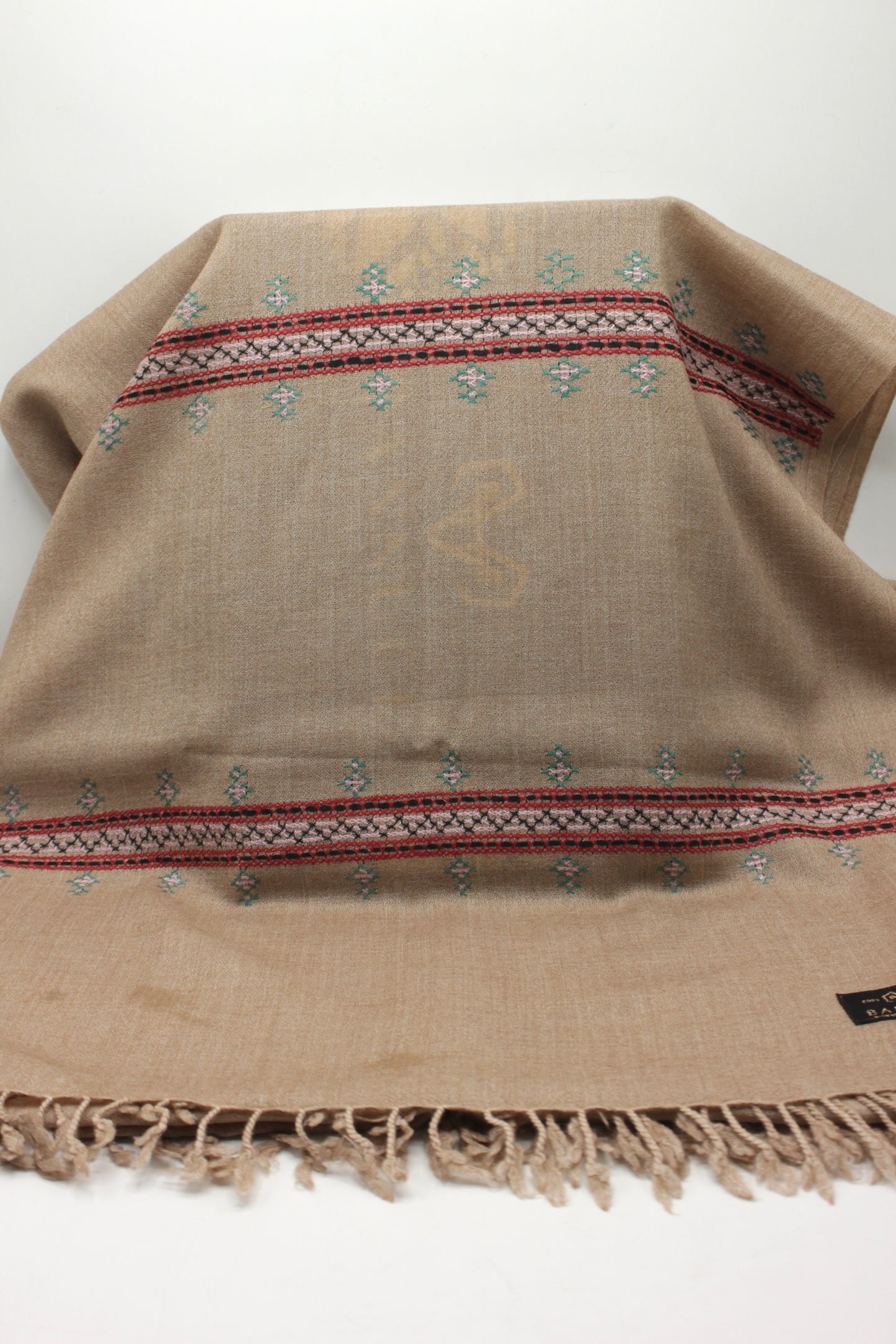 PREMIUM QUALITY LIGHT PINK HAND  EMBROIDERY WOOLEN SHAWL FOR WOMEN