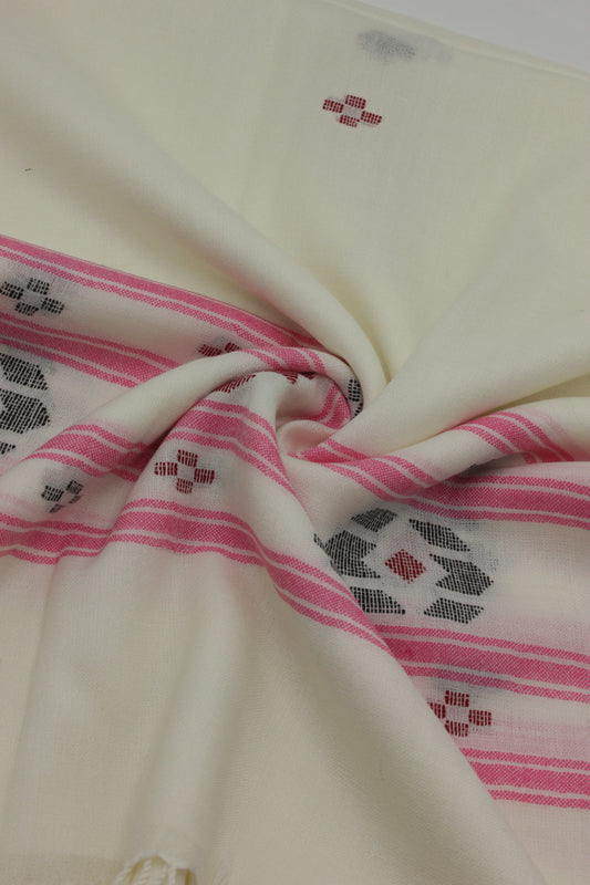 PREMIUM QUALITY OFF WHITE  MULTI COLOR WOOLEN SHAWL FOR WOMEN