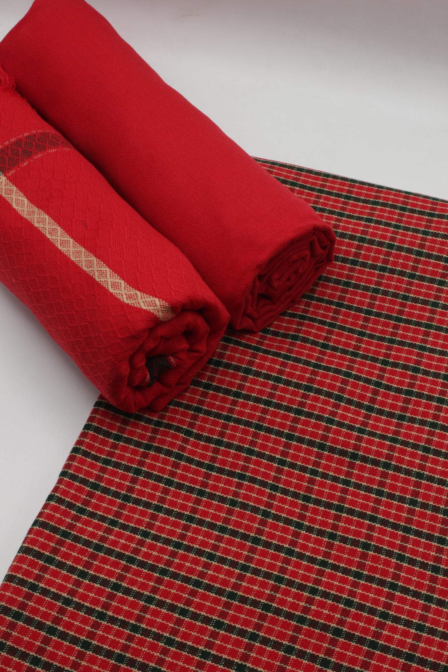 PREMIUM QUALITY RED WITH BLACK BORDER PURE WOOLEN SUIT FOR WOMEN