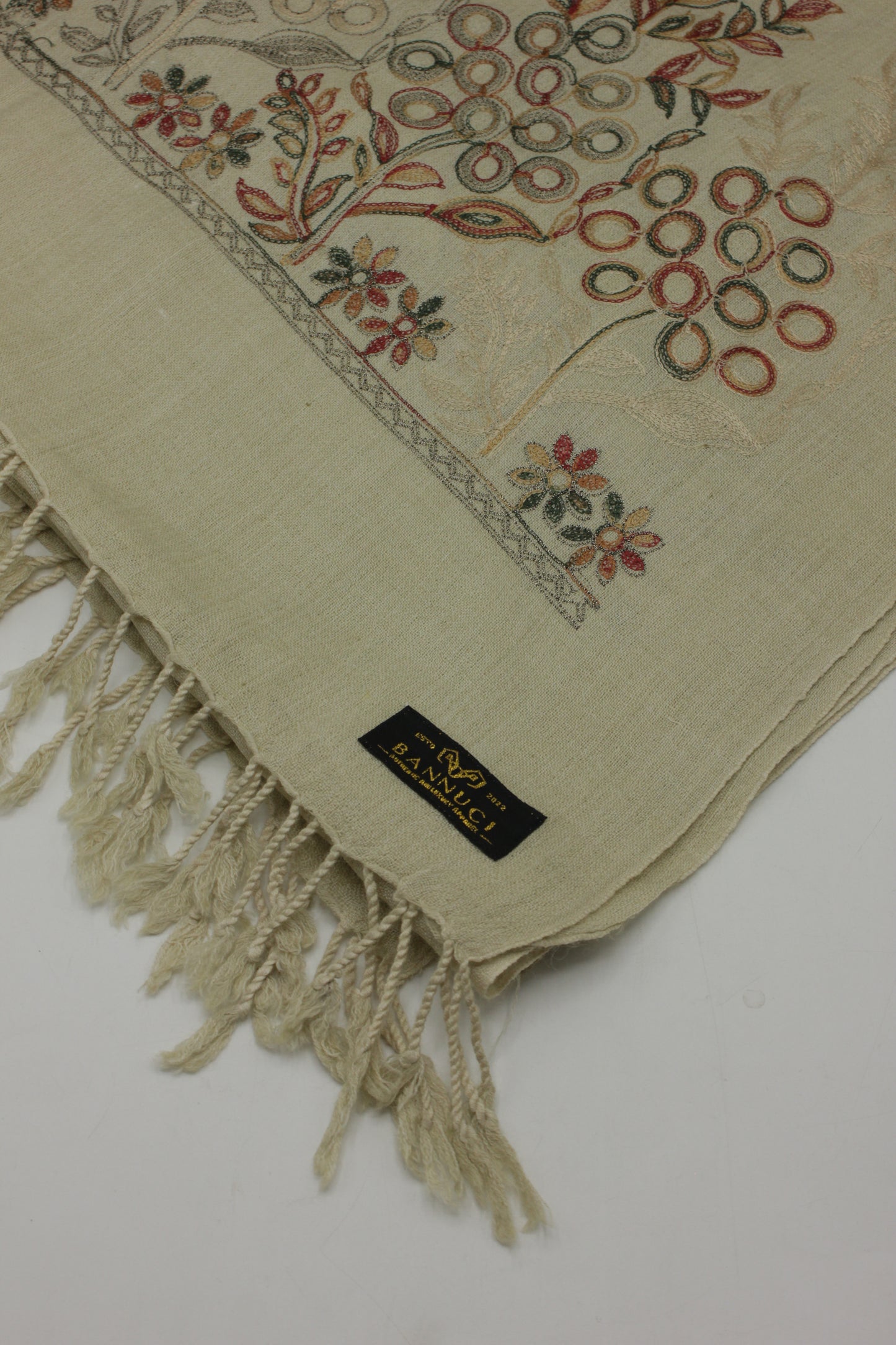 PREMIUM QUALITY SAND  MULTI COLOR EMBROIDERED WOOLEN SHAWL FOR WOMEN