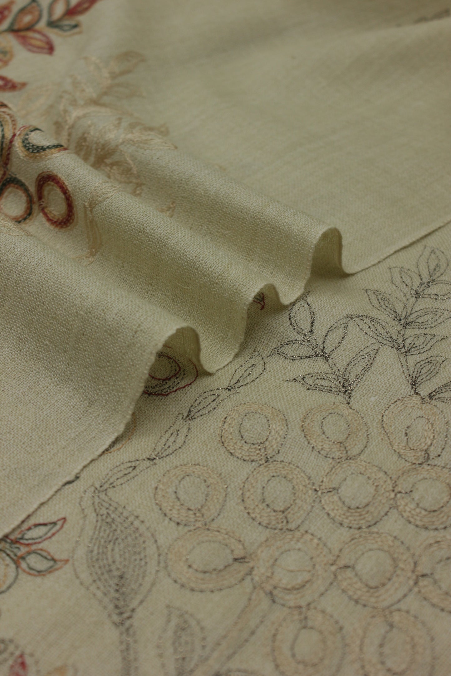 PREMIUM QUALITY SAND  MULTI COLOR EMBROIDERED WOOLEN SHAWL FOR WOMEN