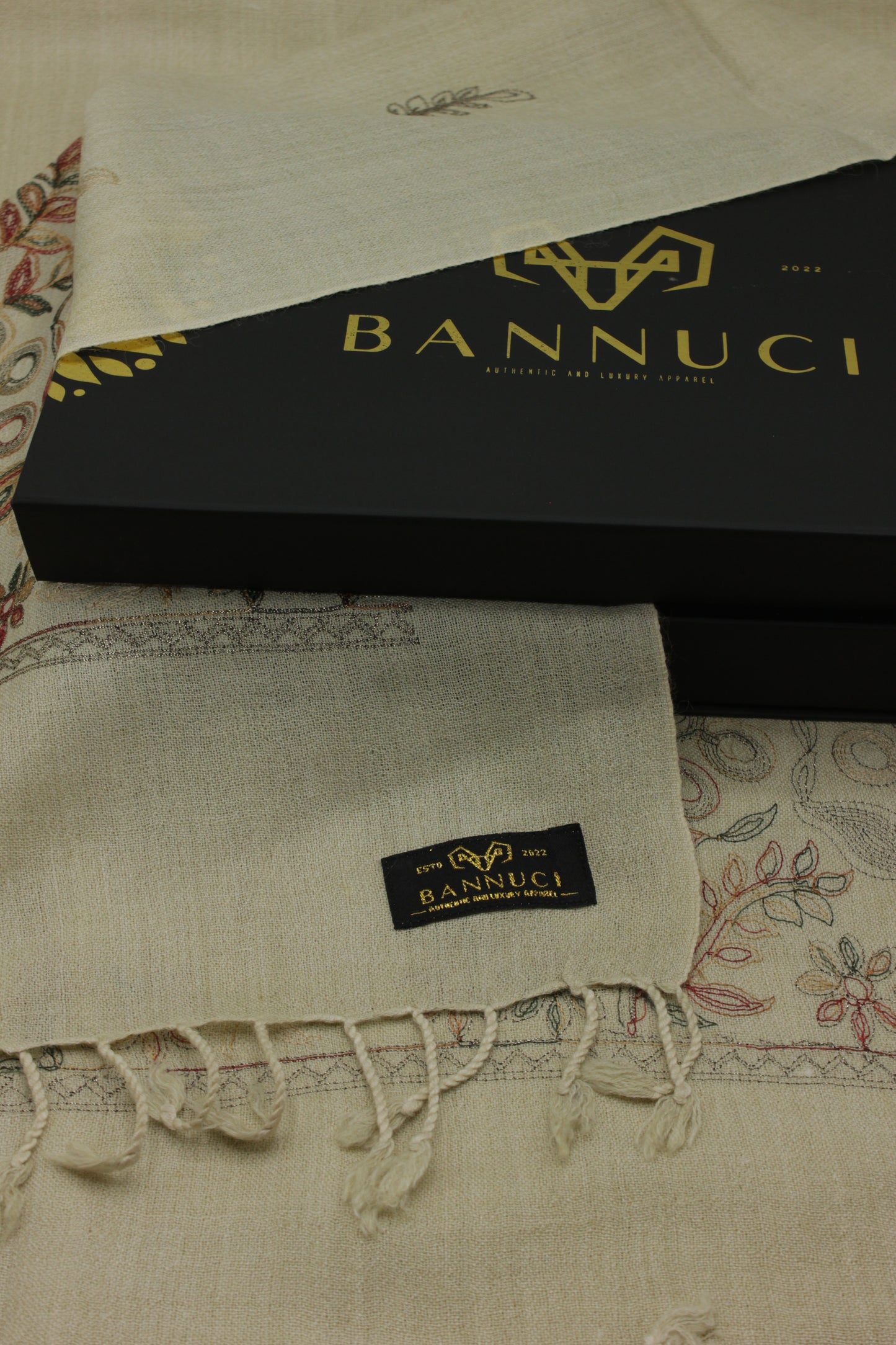 PREMIUM QUALITY SAND  MULTI COLOR EMBROIDERED WOOLEN SHAWL FOR WOMEN