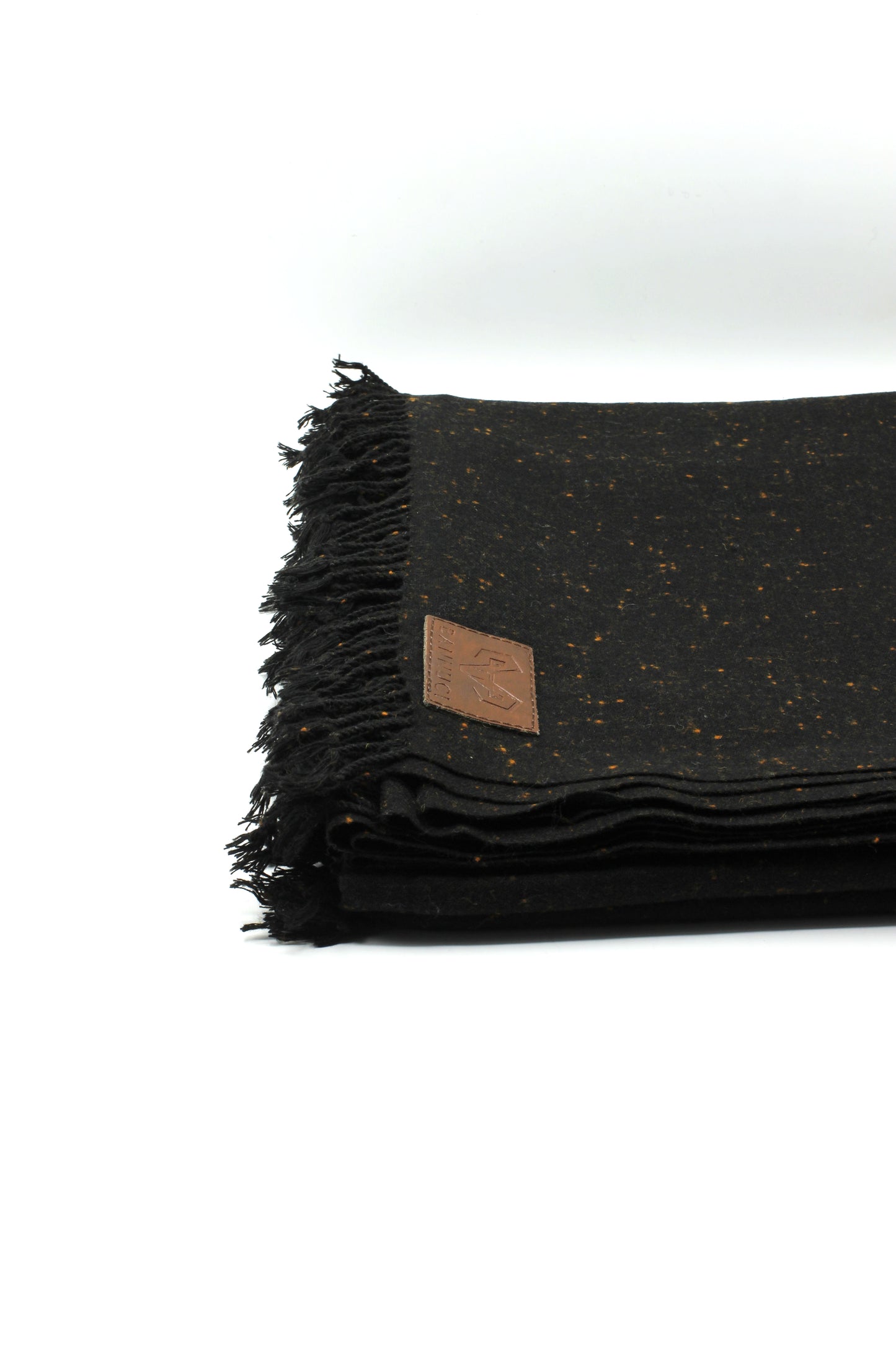 Premium Quality Black Orange Dotted Woolen Blend Shawl