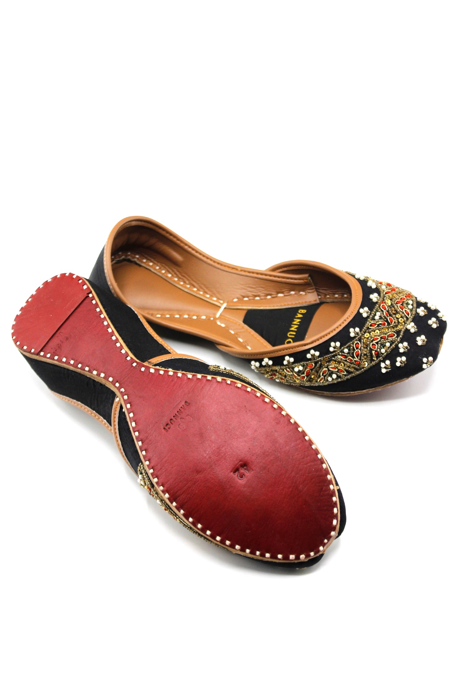 Premium Quality Black Pearl Embroidered Khussas