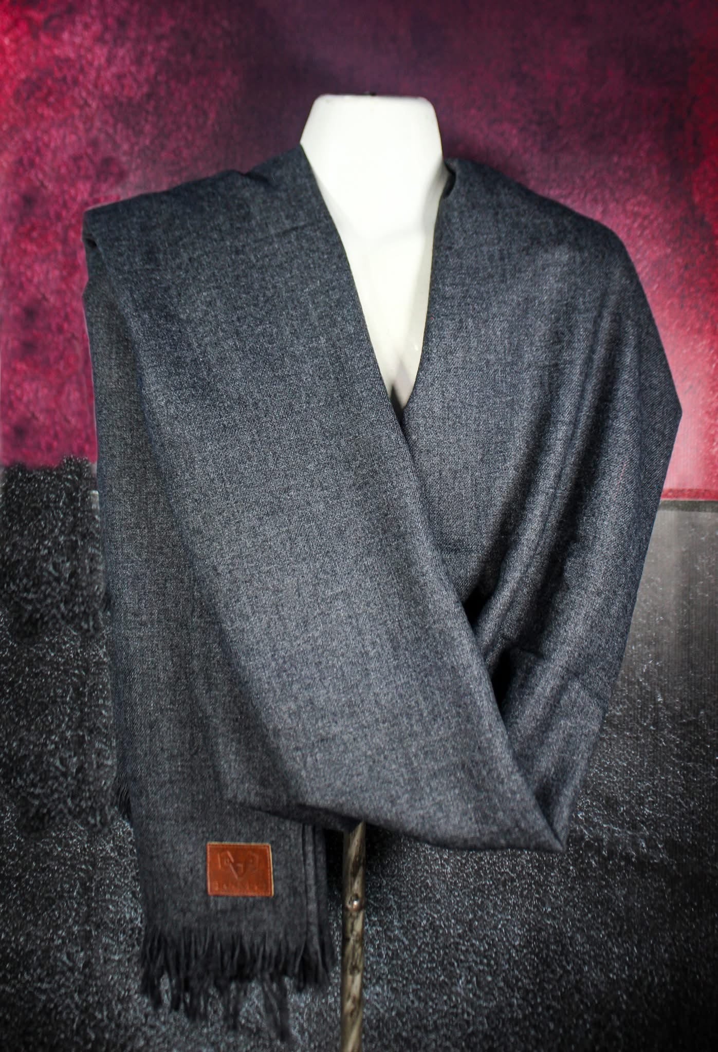 Premium Quality Charcoal Gray Woolen Blend Shawl