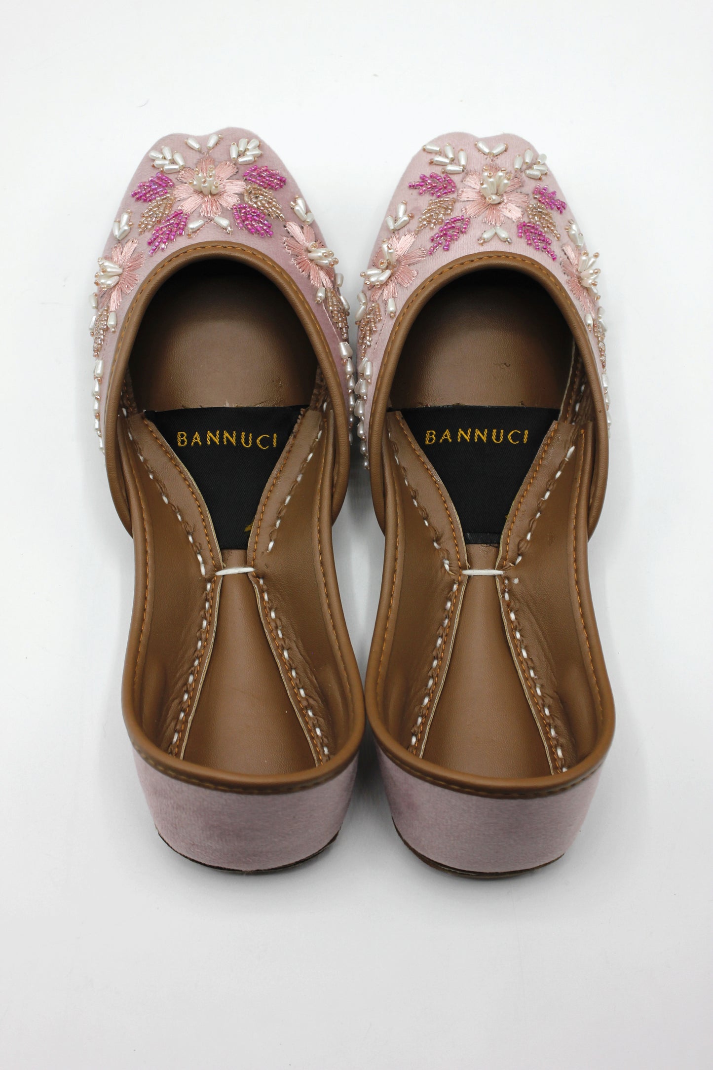 Premium Quality Light Pink Pearl Embellished Khussas