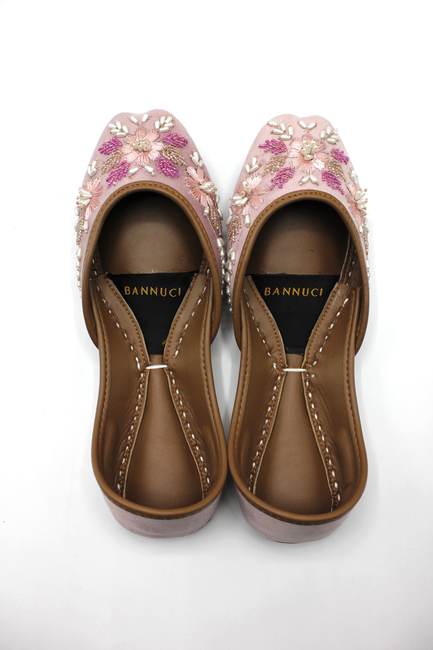 Premium Quality Light Pink Pearl Embellished Khussas