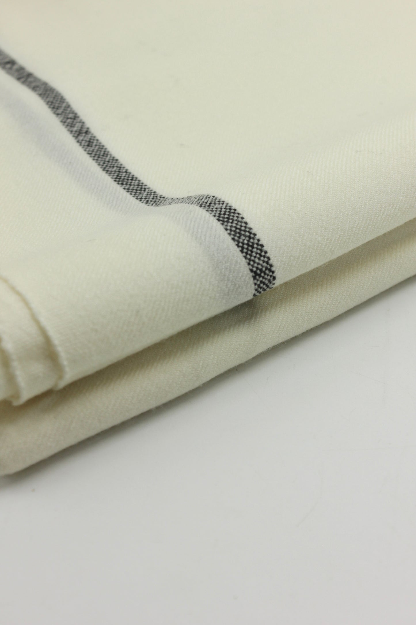 Premium Quality Off White Black Border Pure Woolen Shawl By Bannuci
