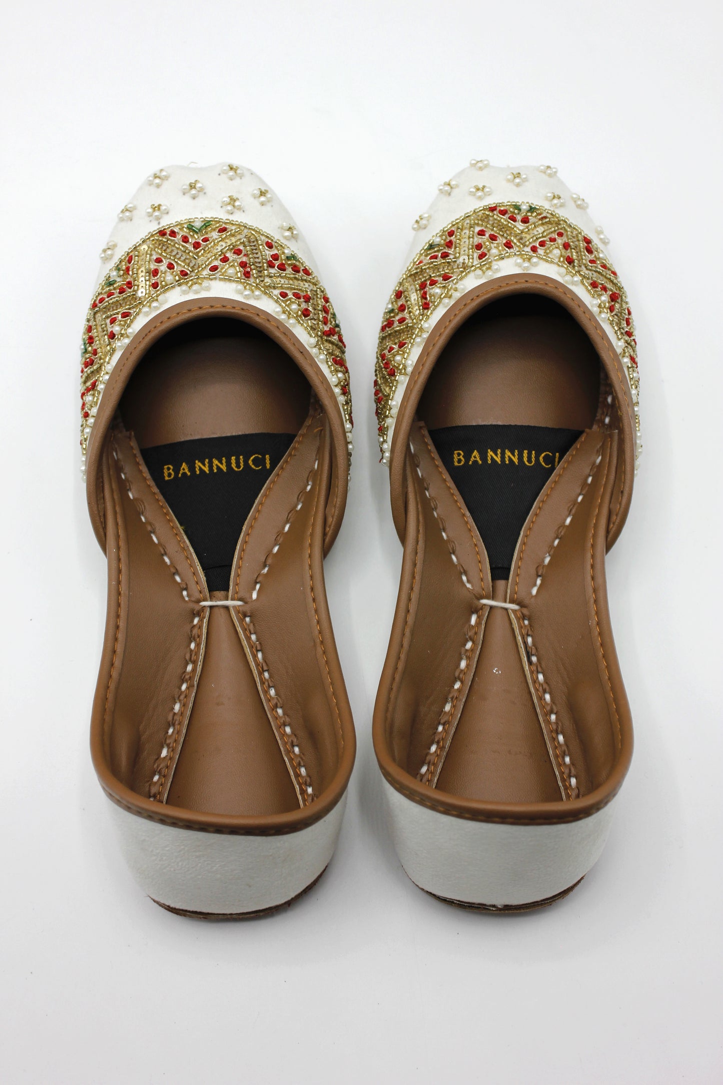 Premium Quality Off White Multi Color Pearl Embellished Khussas