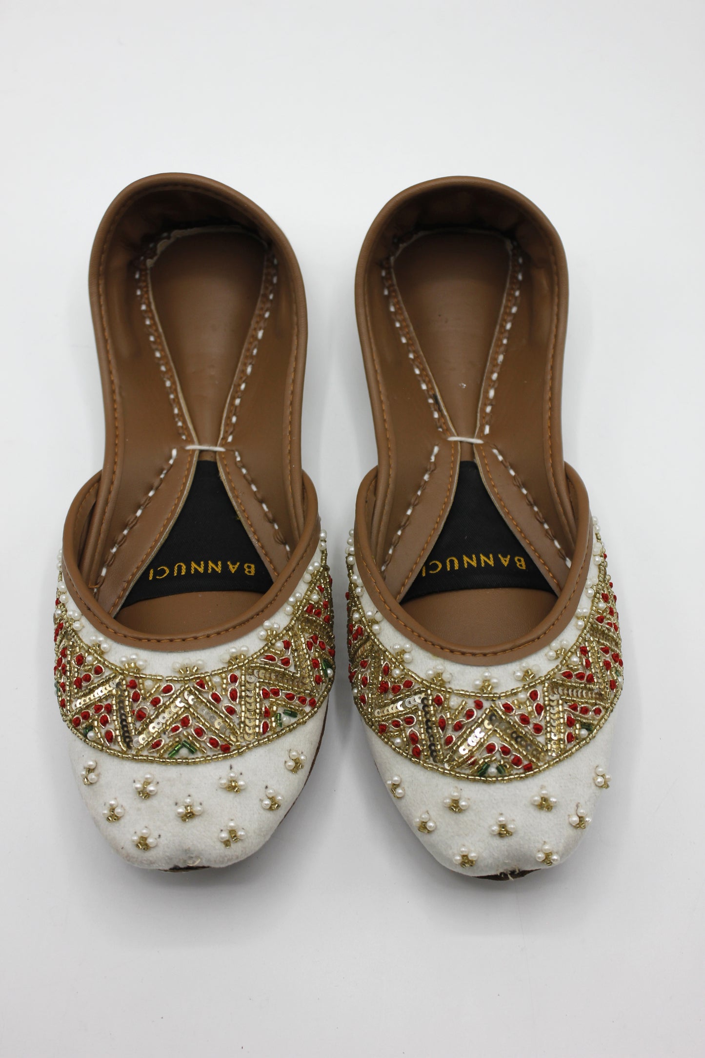 Premium Quality Off White Multi Color Pearl Embellished Khussas