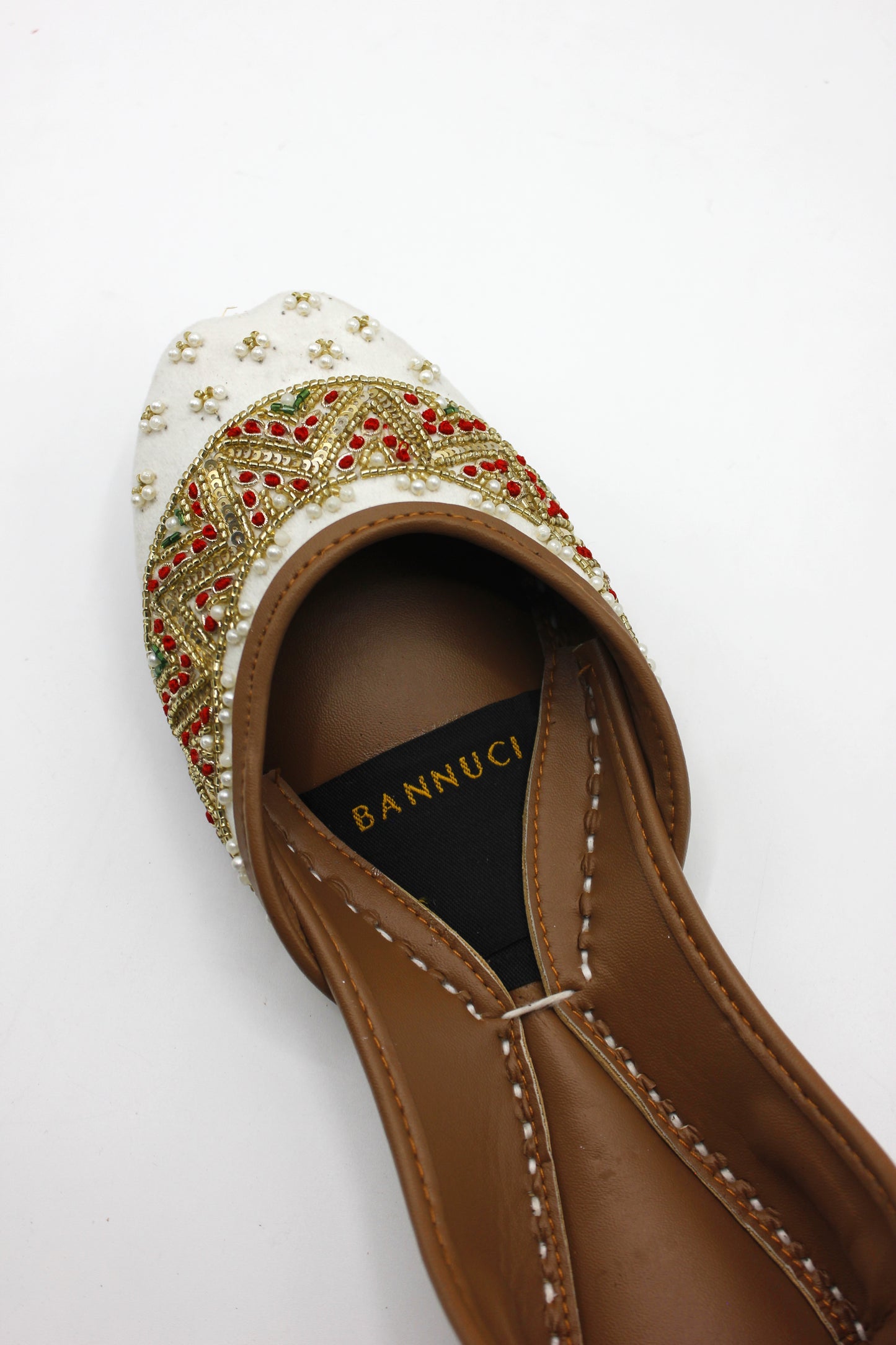 Premium Quality Off White Multi Color Pearl Embellished Khussas