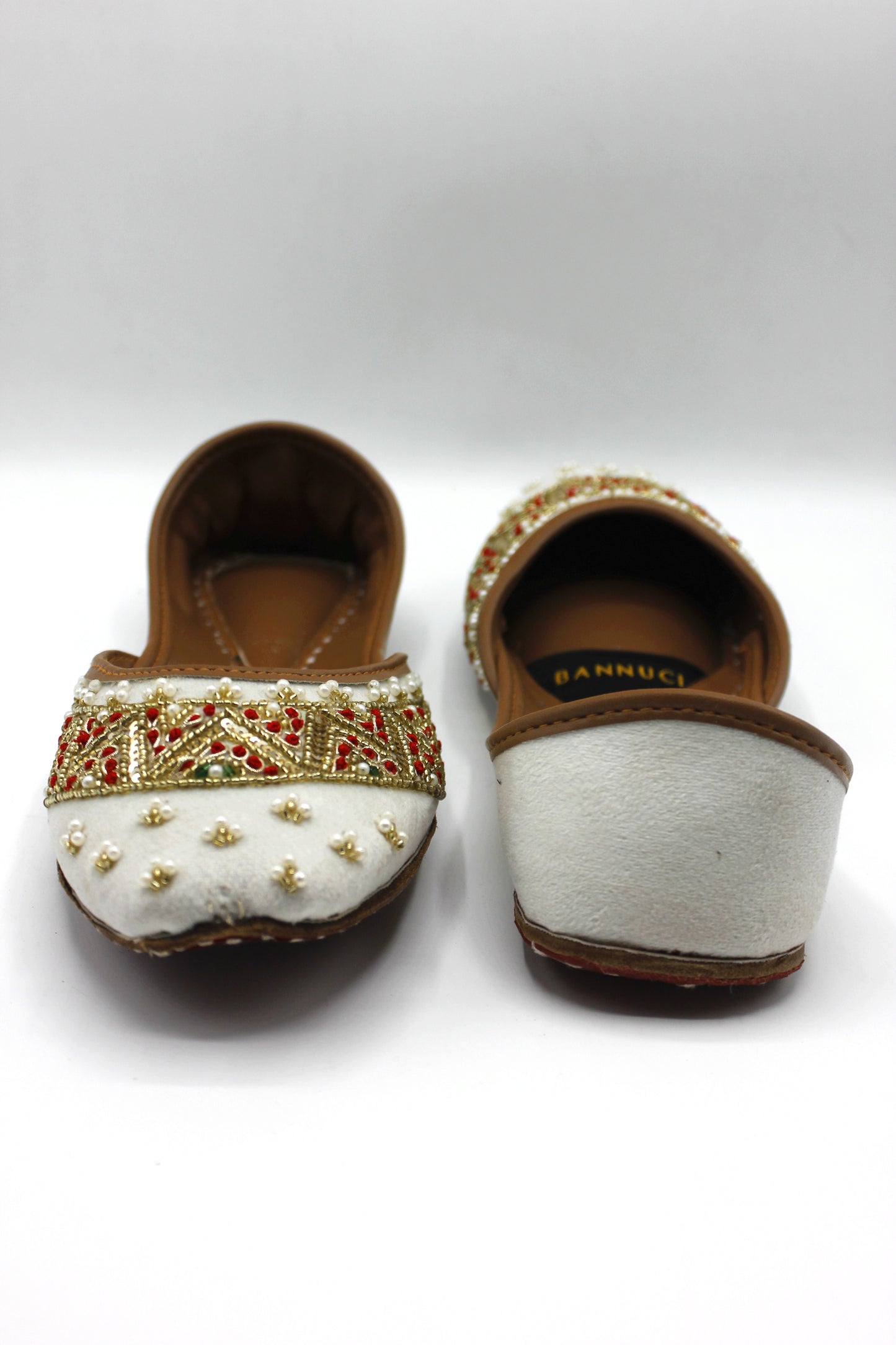 Premium Quality Off White Multi Color Pearl Embellished Khussas