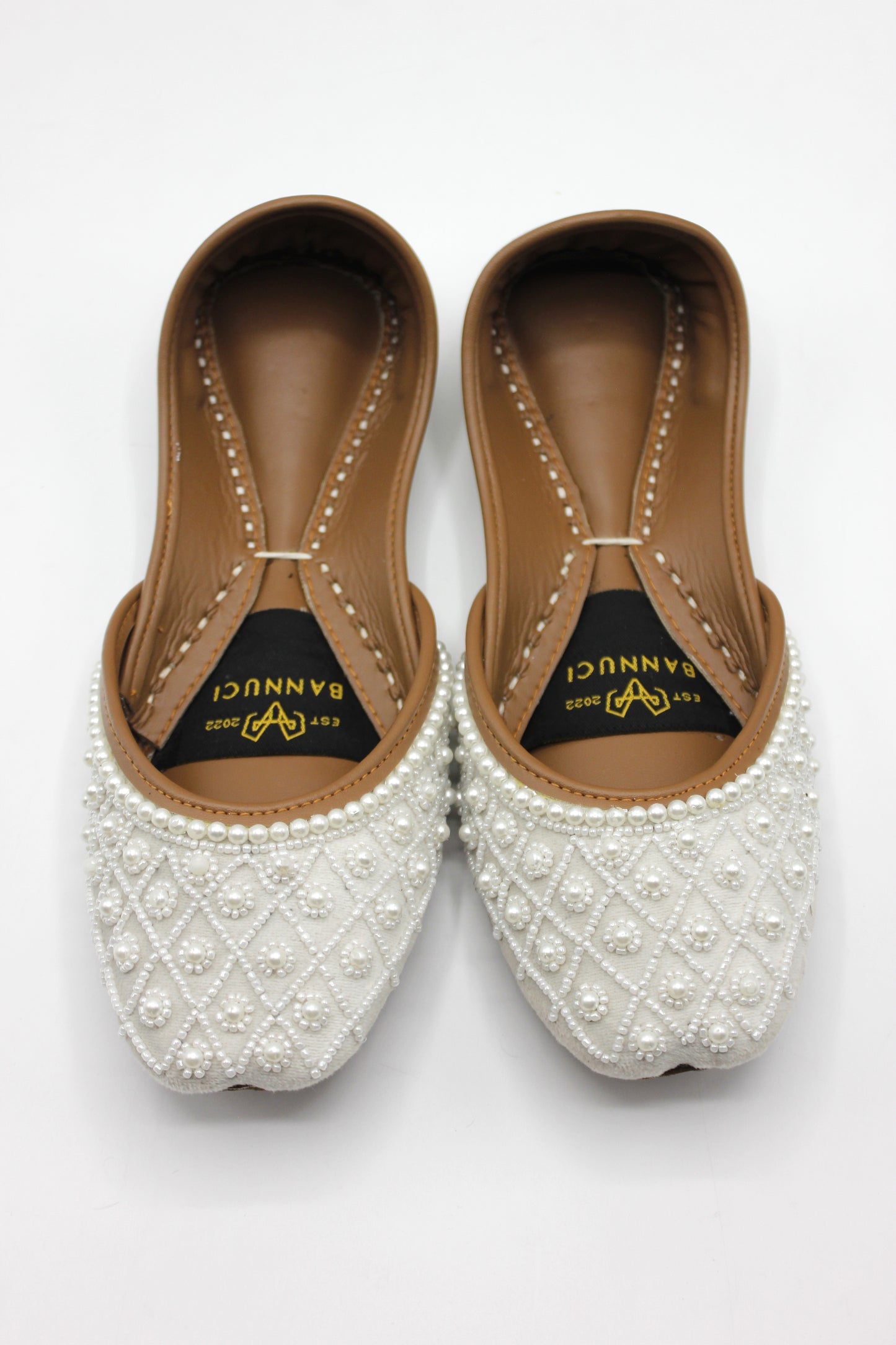 Premium Quality Off White Pearl Embellished Khussas