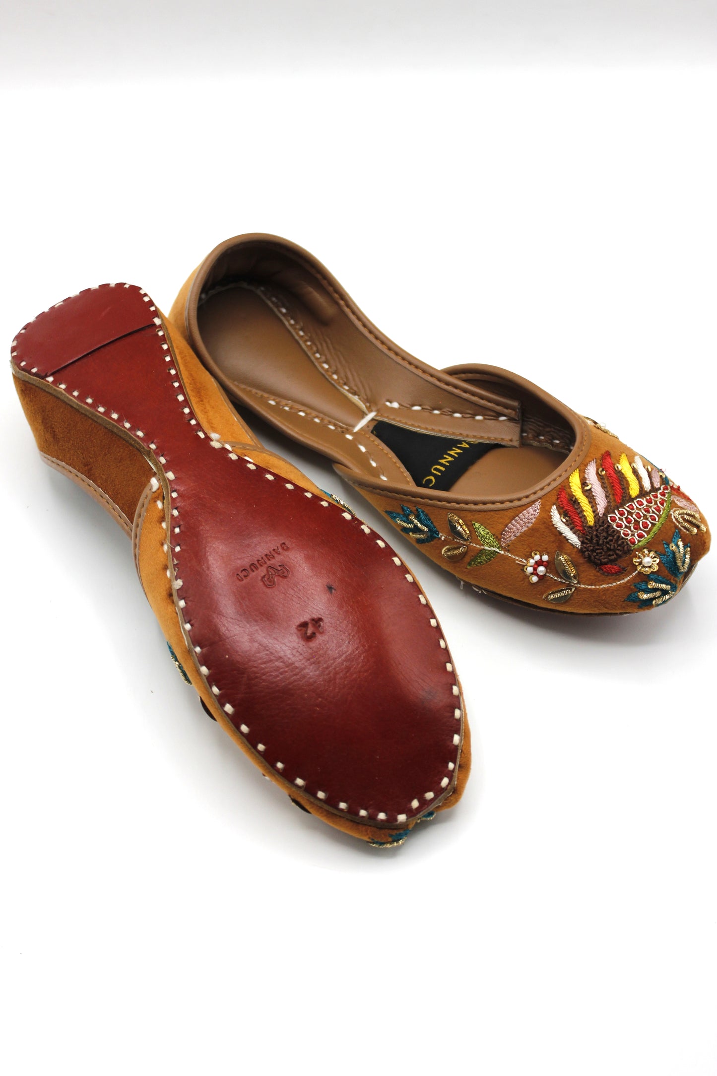 Premium Quality Orange Multi Color Embroidered Khussas