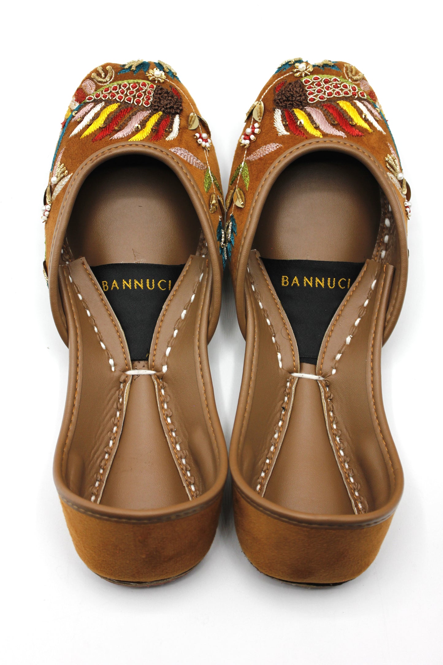 Premium Quality Orange Multi Color Embroidered Khussas