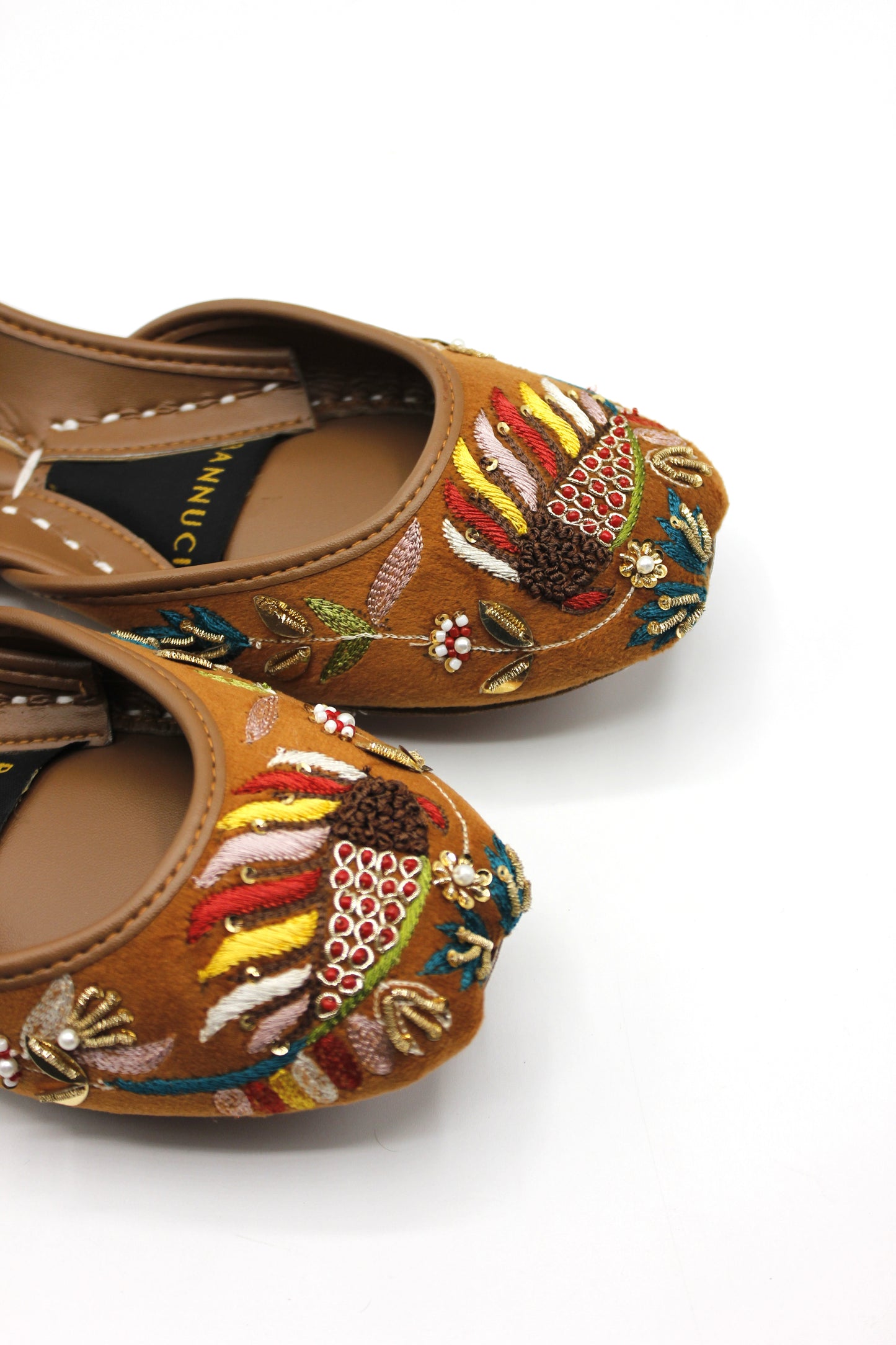 Premium Quality Orange Multi Color Embroidered Khussas